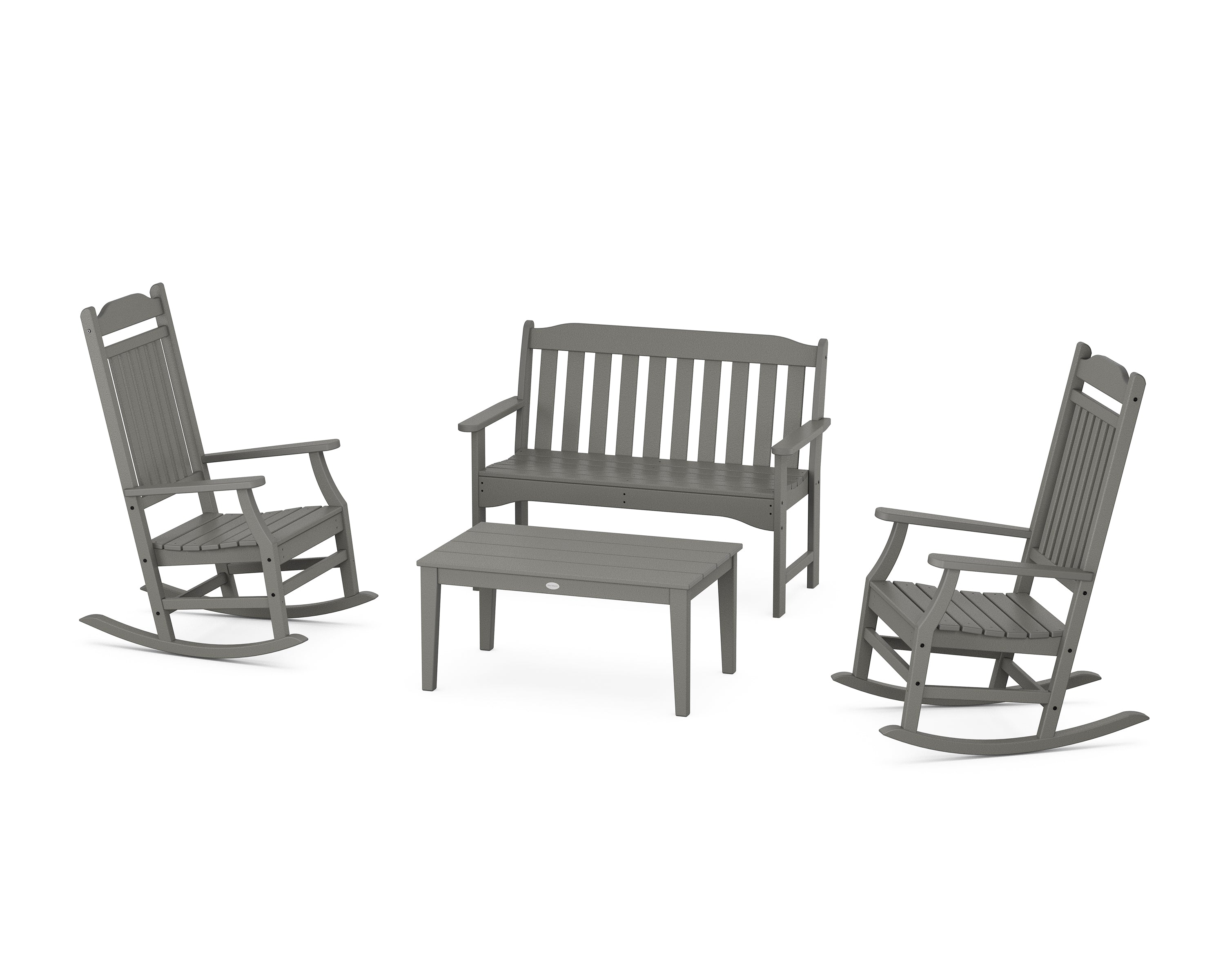 POLYWOOD Country Living Rocking Chair 4-Piece Porch Set in Slate Grey