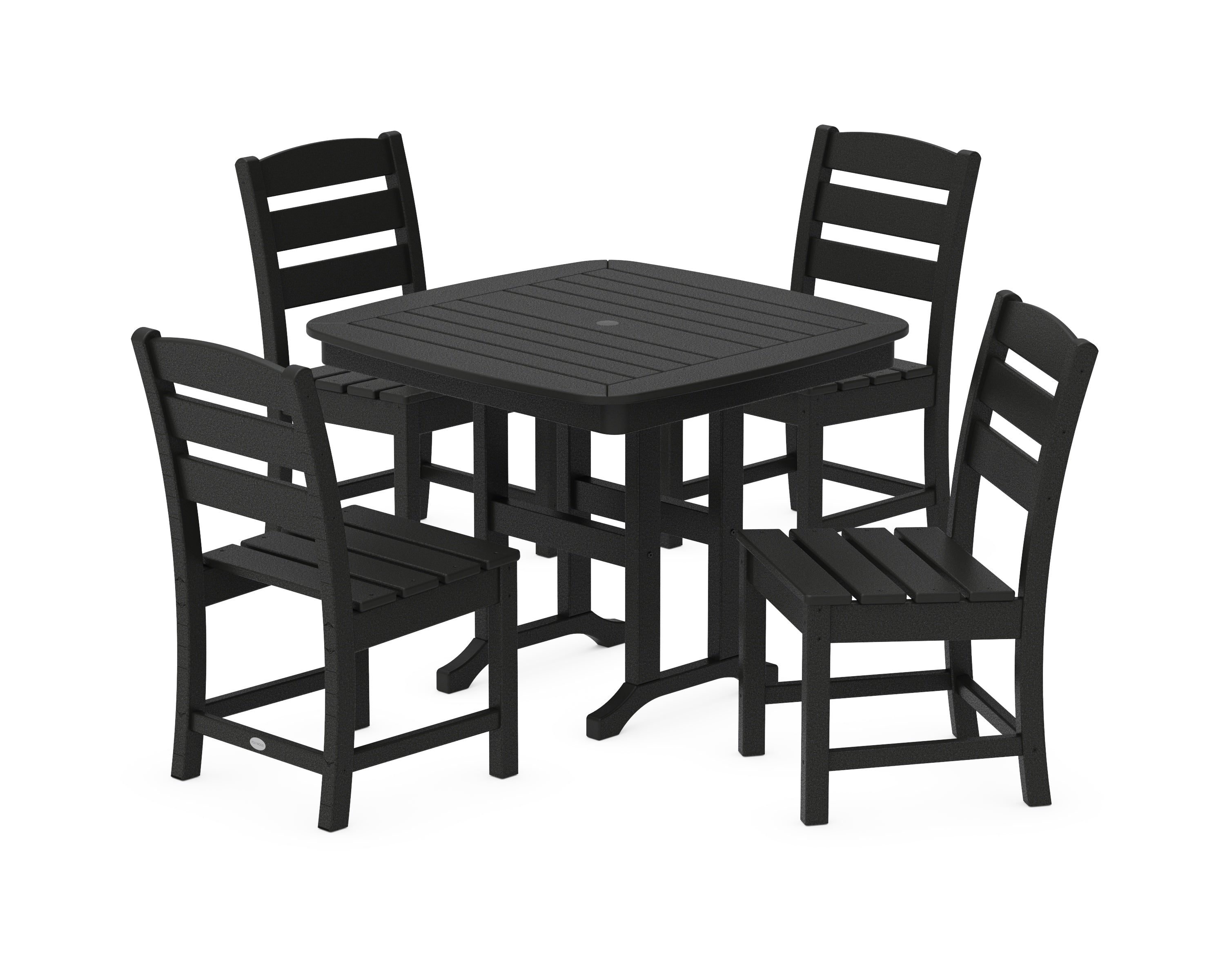 POLYWOOD Lakeside 5-Piece Side Chair Dining Set in Black