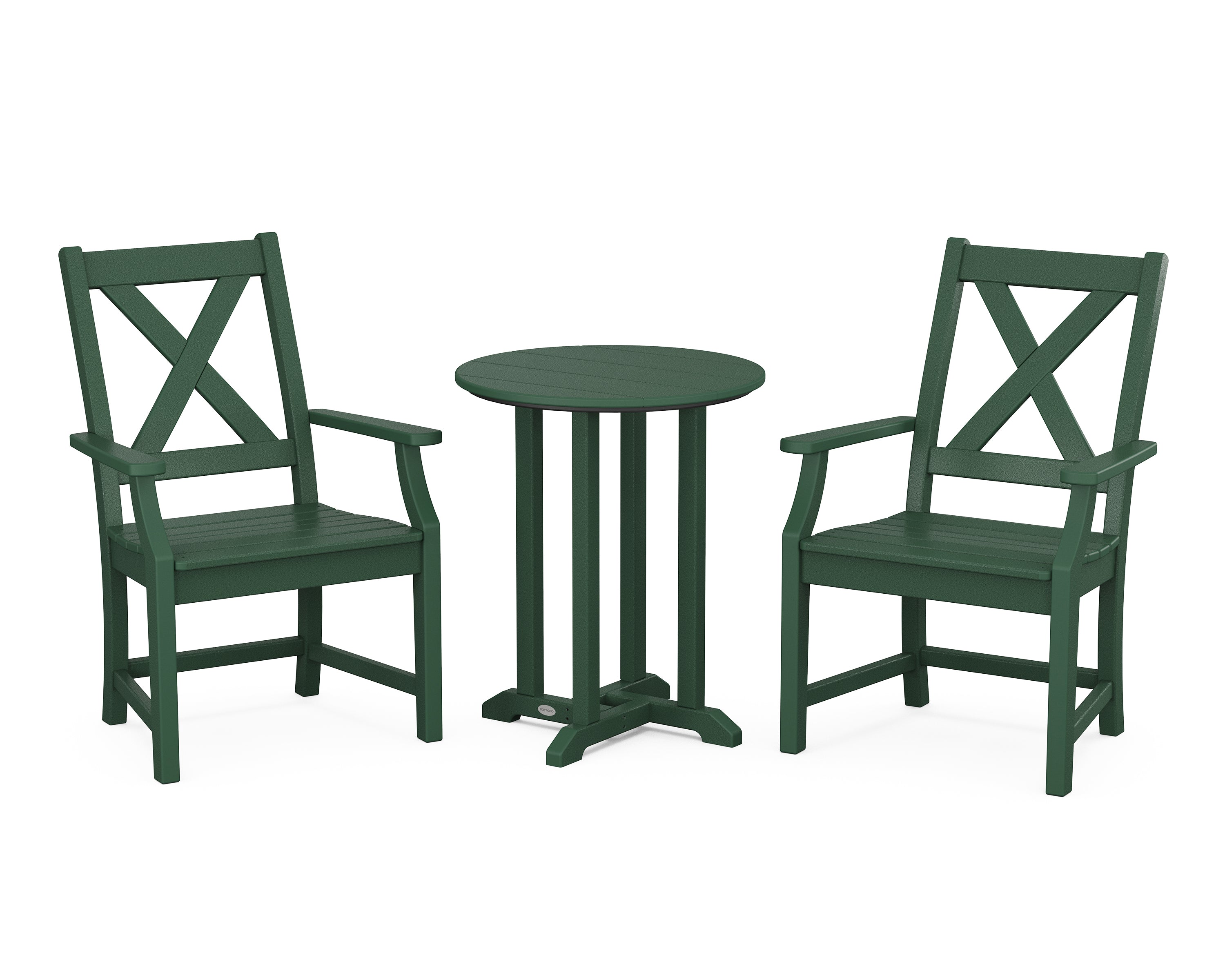 POLYWOOD Braxton 3-Piece Round Bistro Dining Set in Green