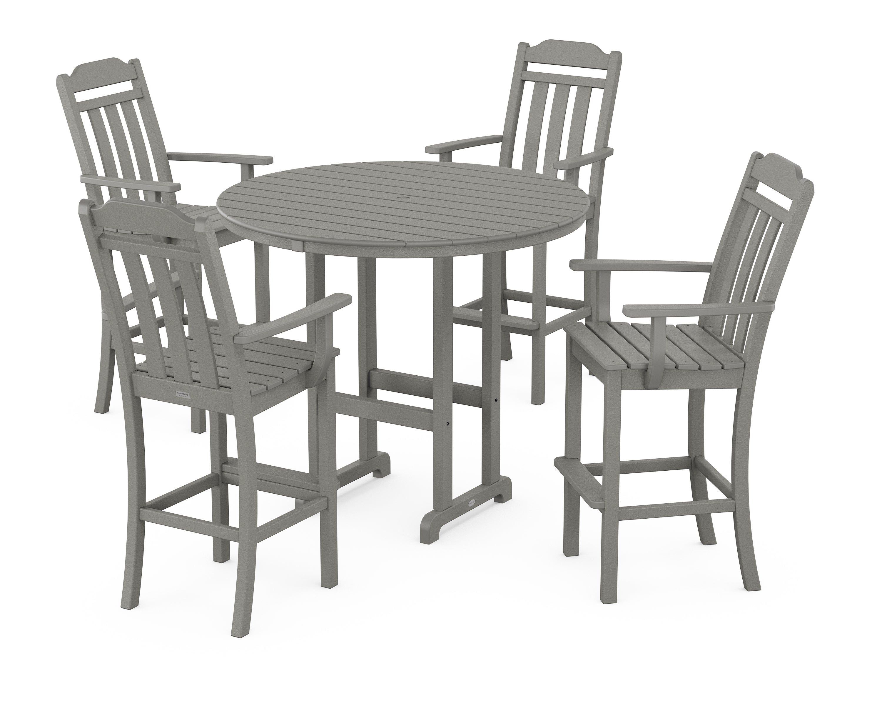 POLYWOOD Country Living 5-Piece Round Farmhouse Bar Set in Slate Grey