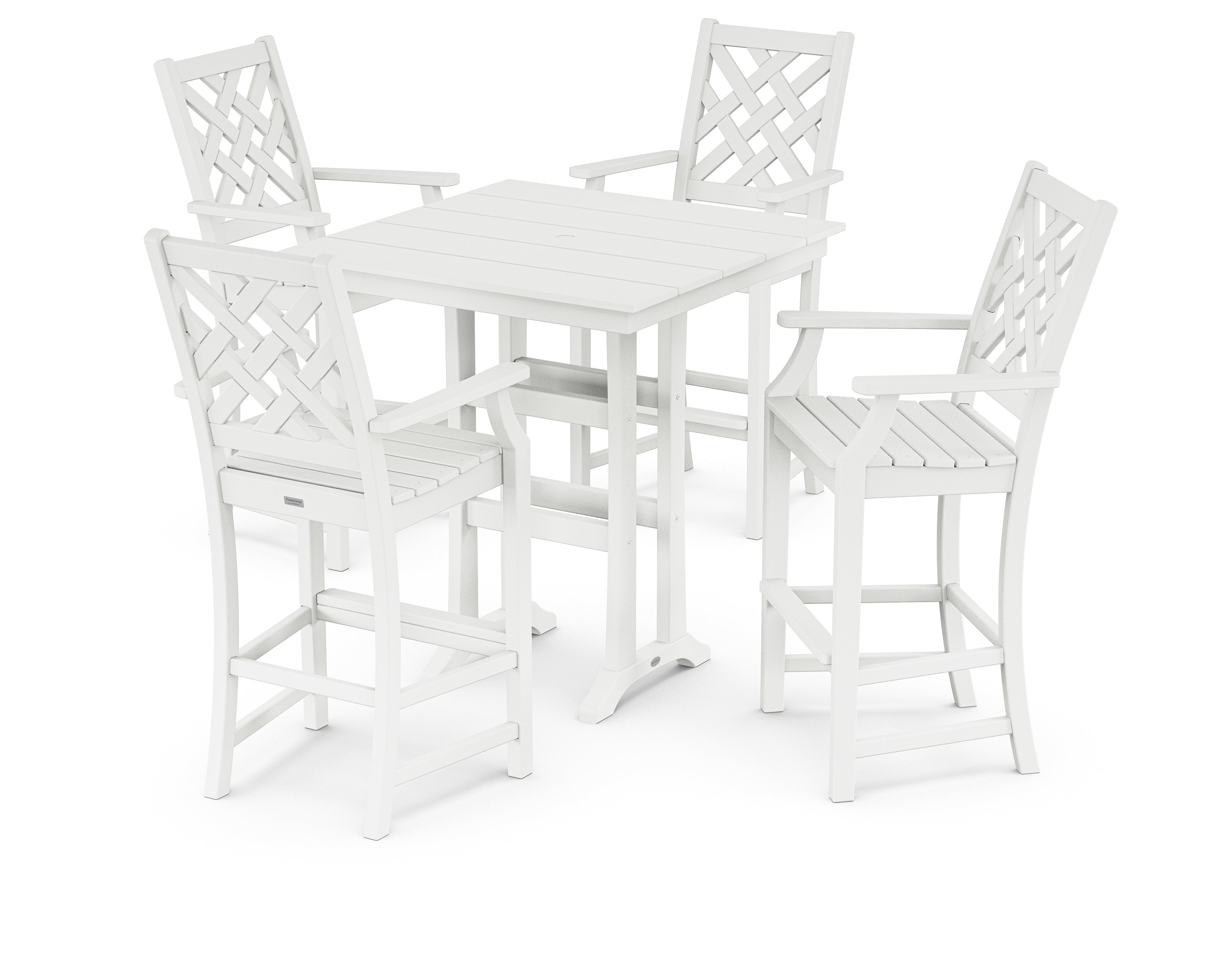 Country Living Wovendale 5-Piece Farmhouse Bar Set with Trestle Legs in White