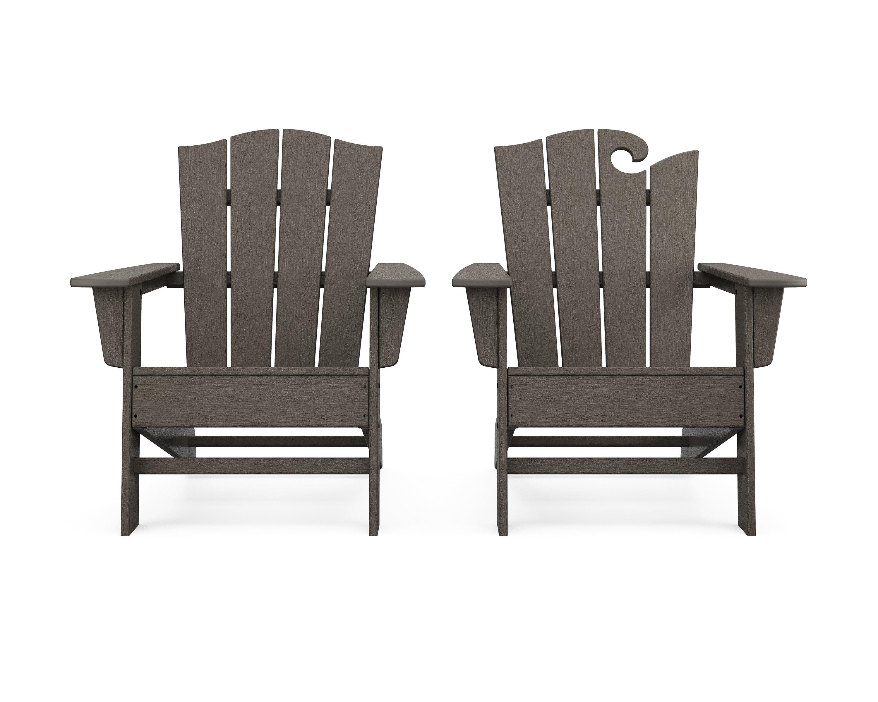 POLYWOOD® Wave 2-Piece Adirondack Chair Set with The Crest Chair in Vintage Coffee