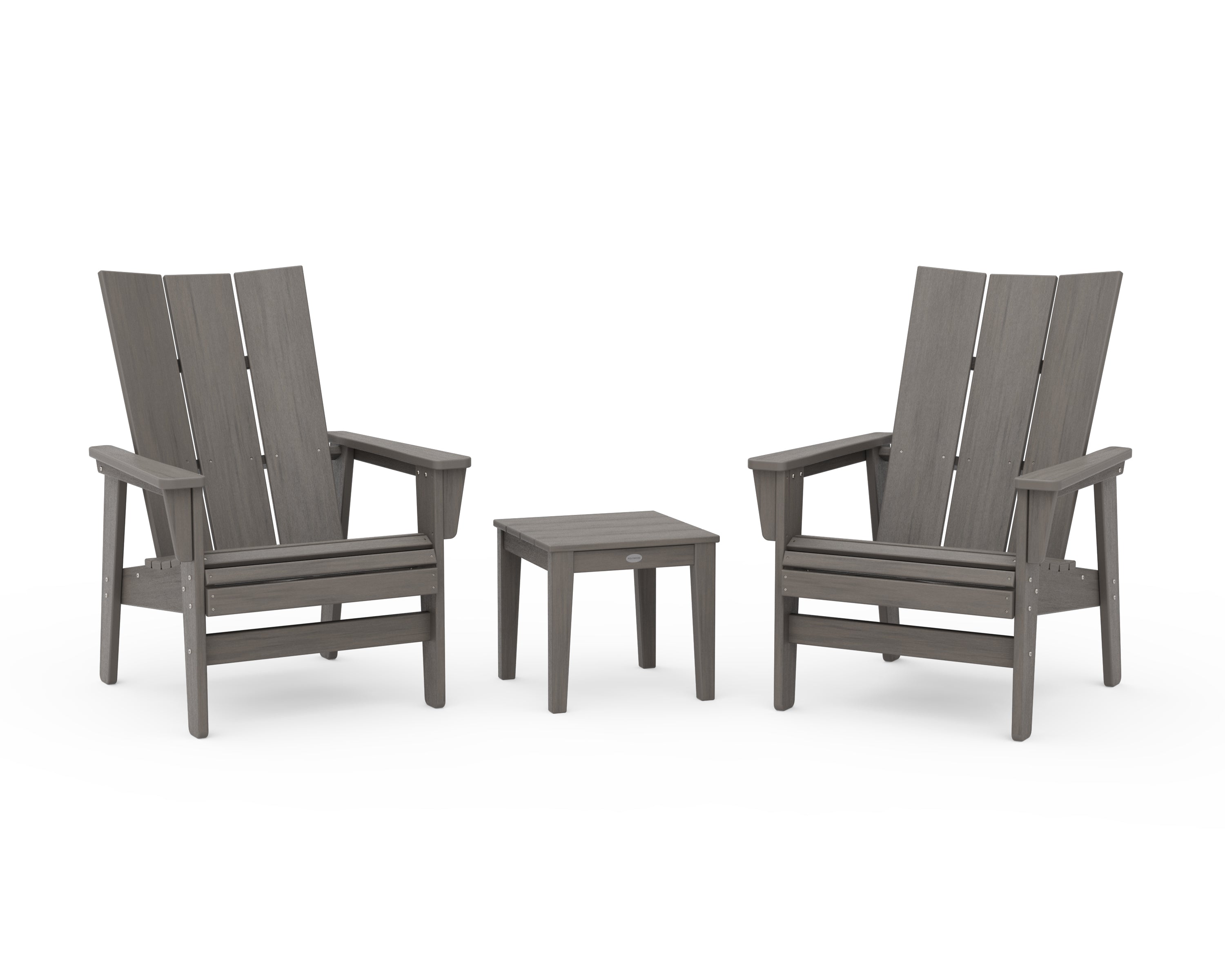 POLYWOOD 3-Piece Modern Grand Upright Adirondack Set in Driftwood