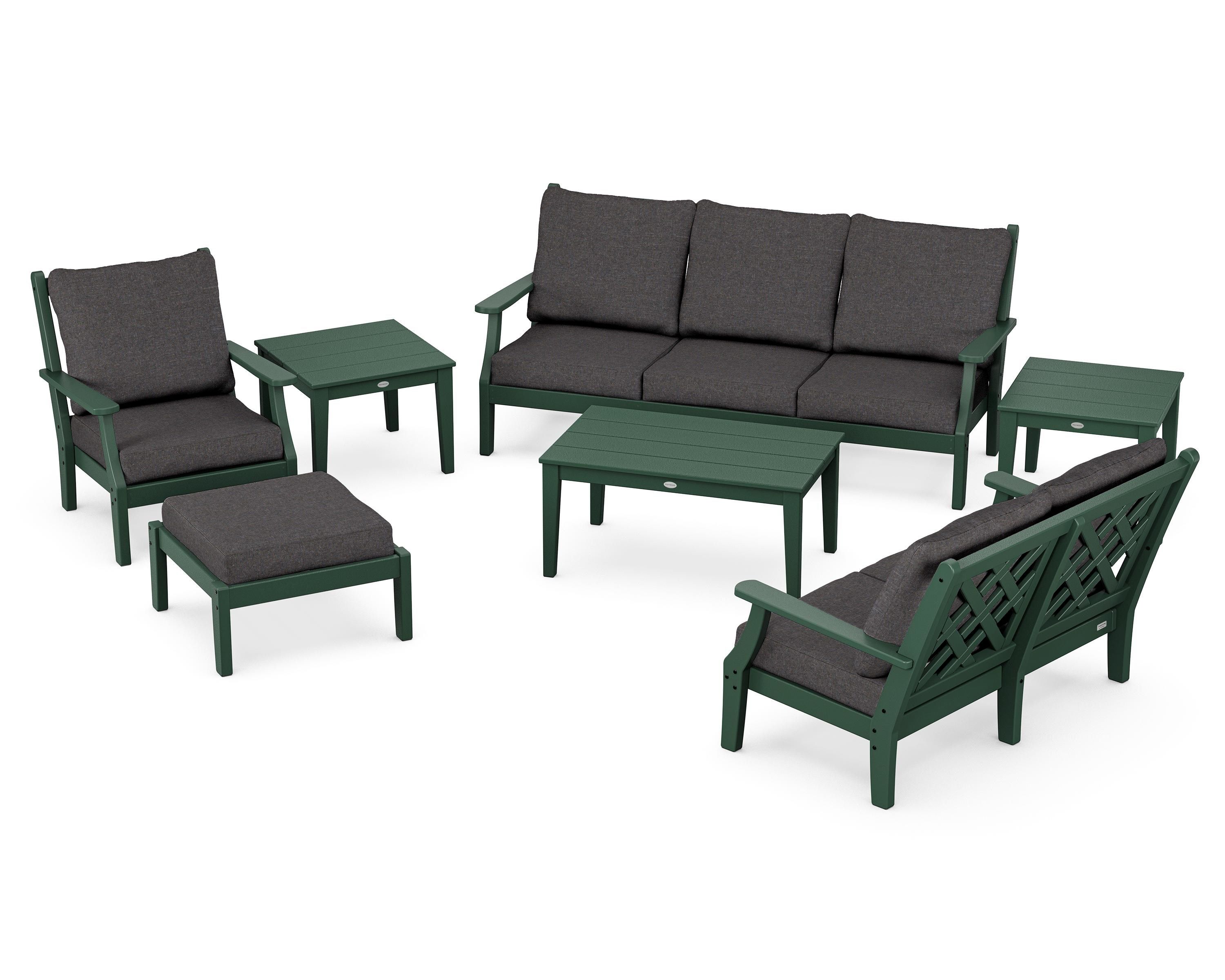 Country Living Wovendale 7-Piece Deep Seating Set in Green / Ash Charcoal