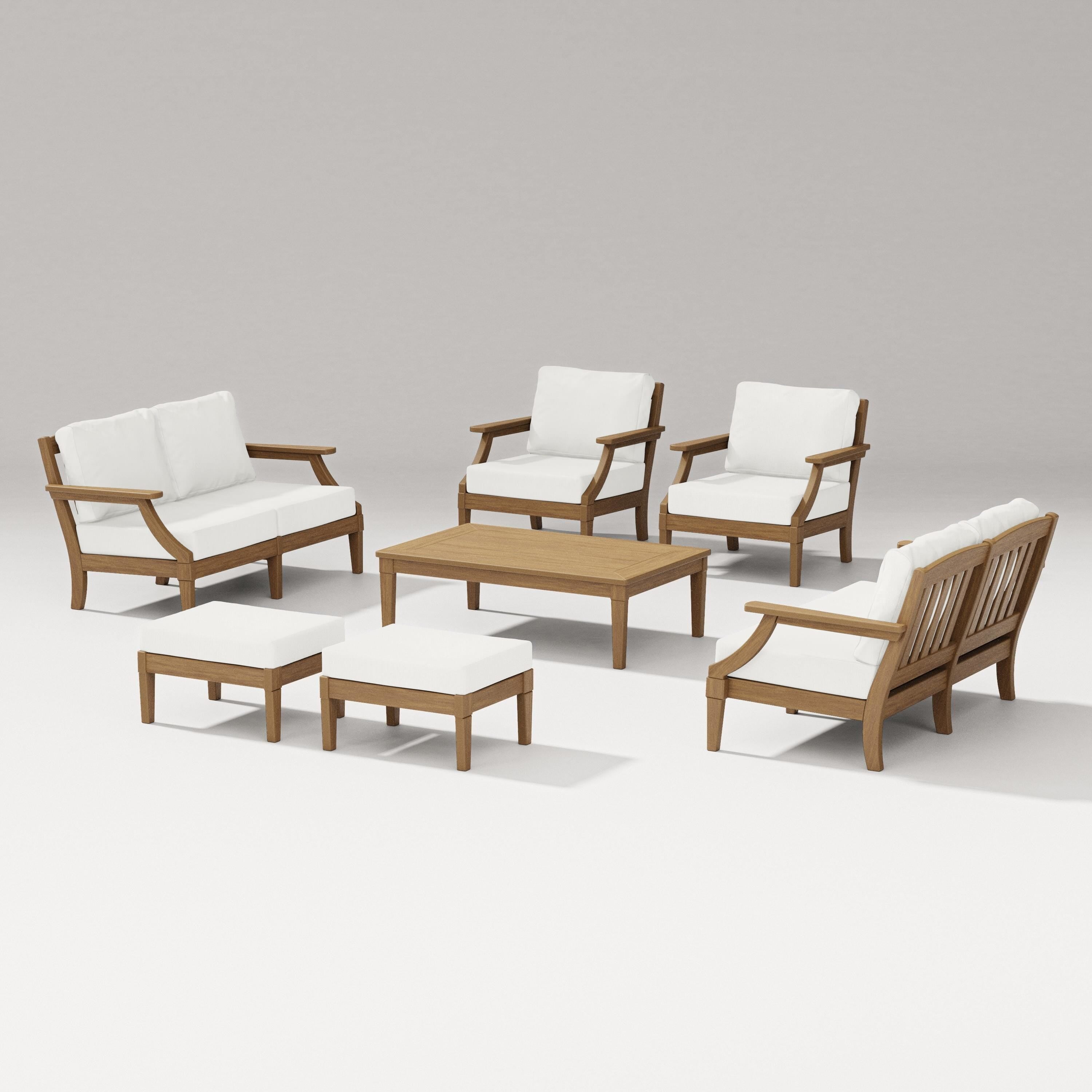 PW Designer Series Estate 7-Piece Lounge Loveseat Set in Natural / Natural Linen