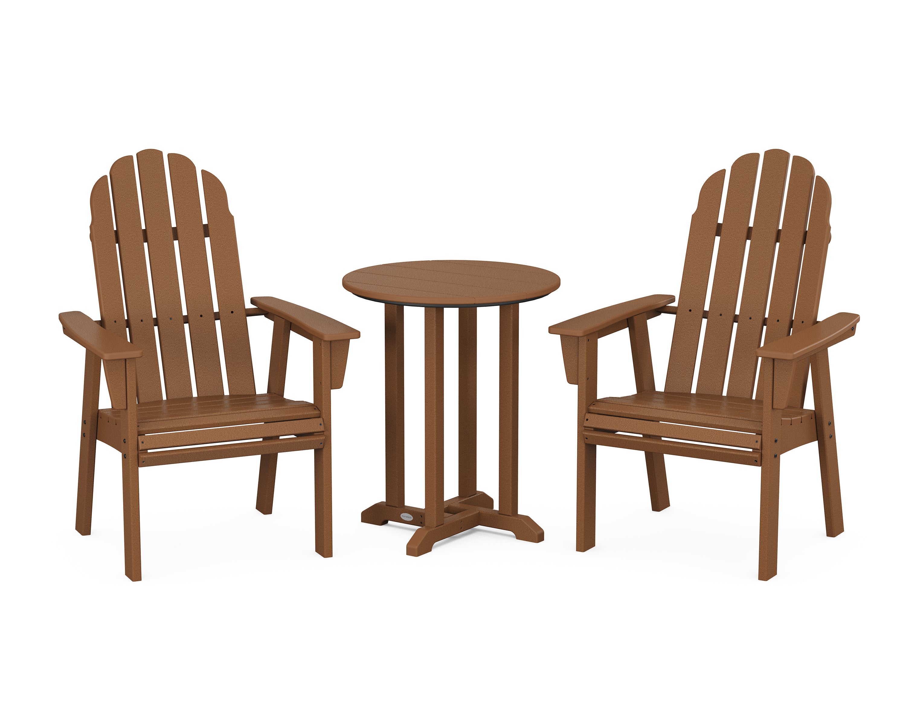 POLYWOOD Vineyard Adirondack 3-Piece Round Bistro Dining Set in Teak