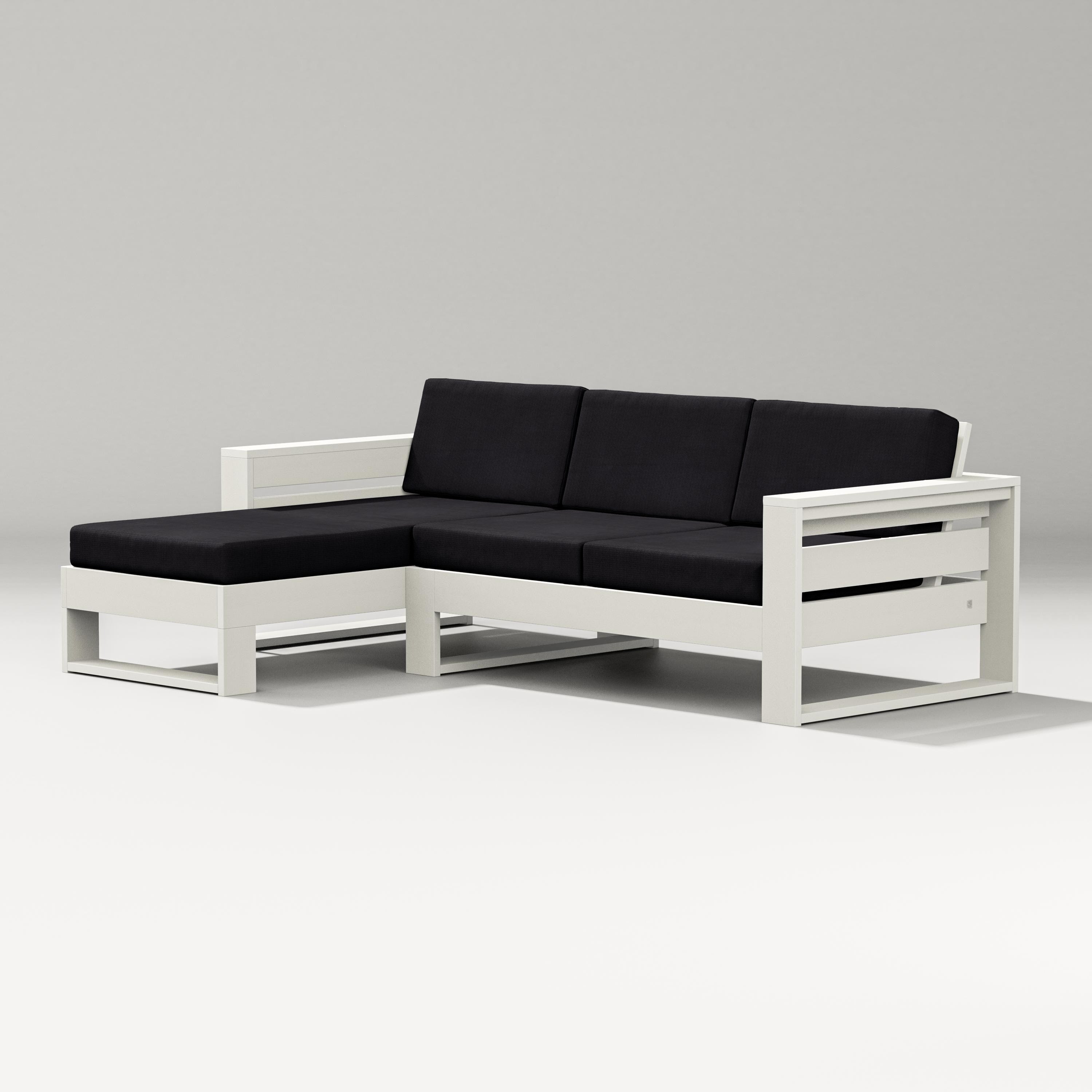 PW Designer Series Latitude Left Chaise Sectional in Vintage White / Midnight Linen