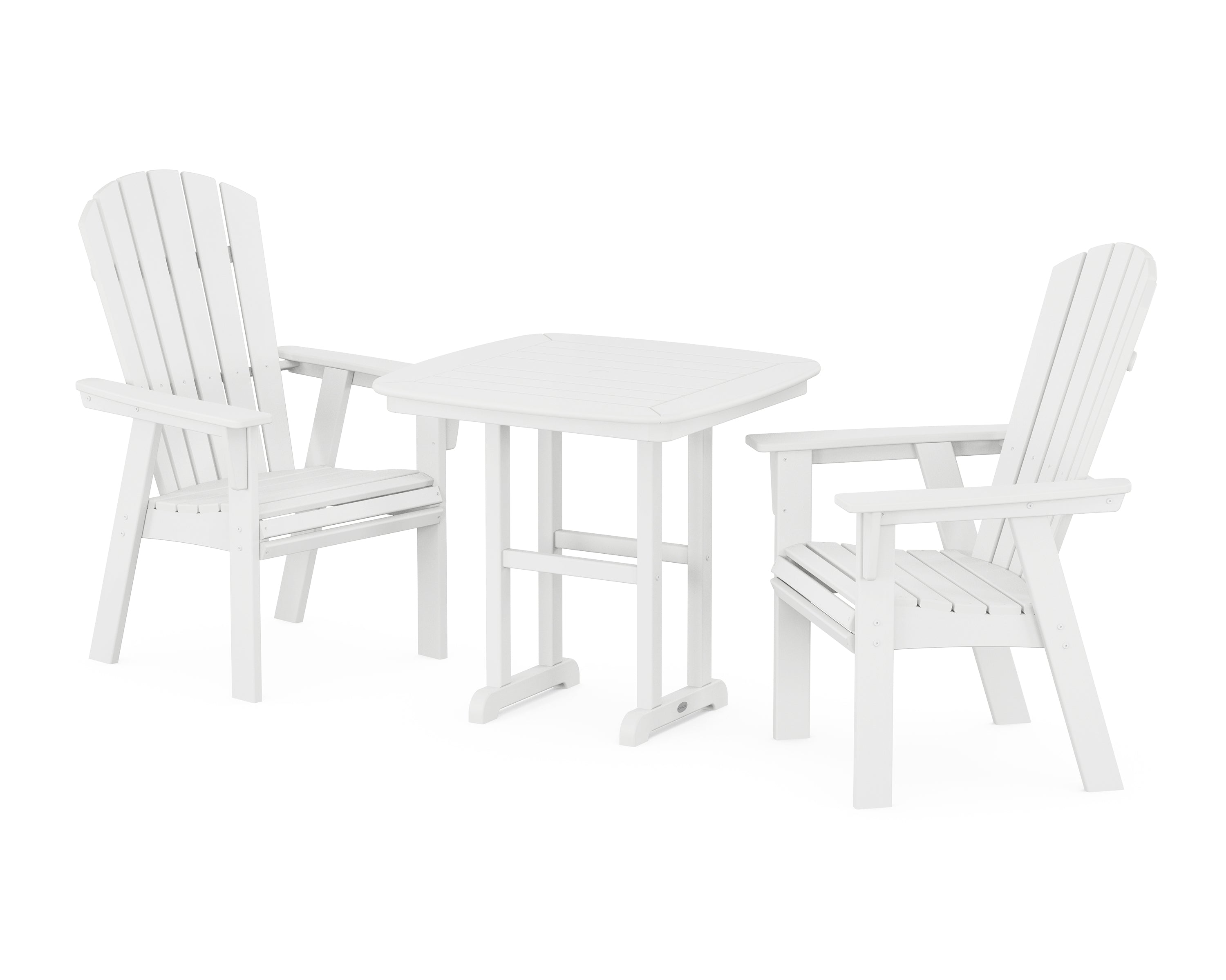 POLYWOOD® Nautical Adirondack 3-Piece Dining Set in White