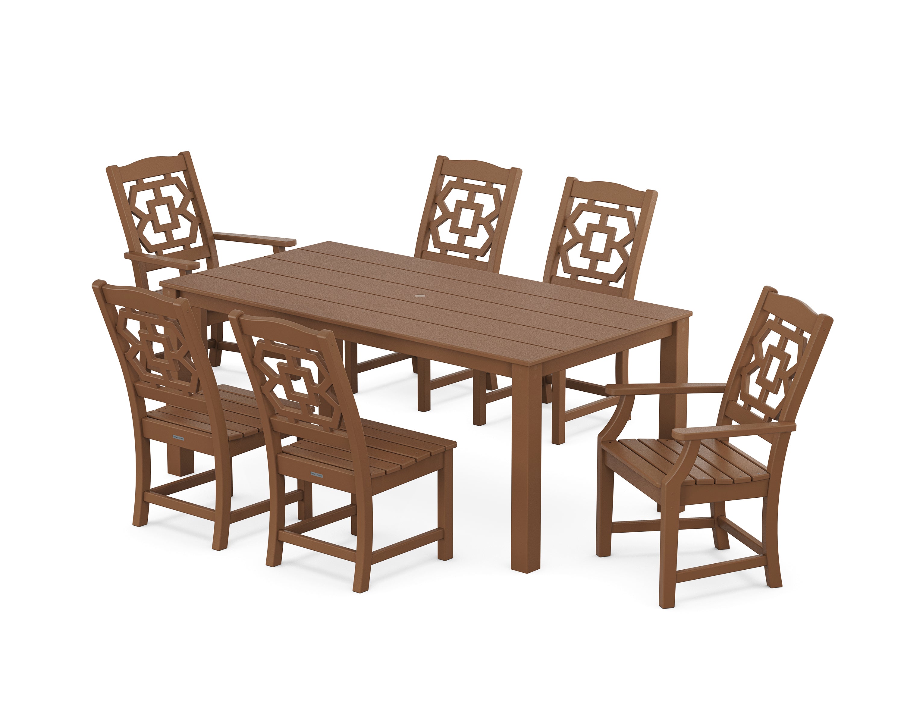 Martha Stewart by POLYWOOD® Chinoiserie 7-Piece Parsons Dining Set in Teak