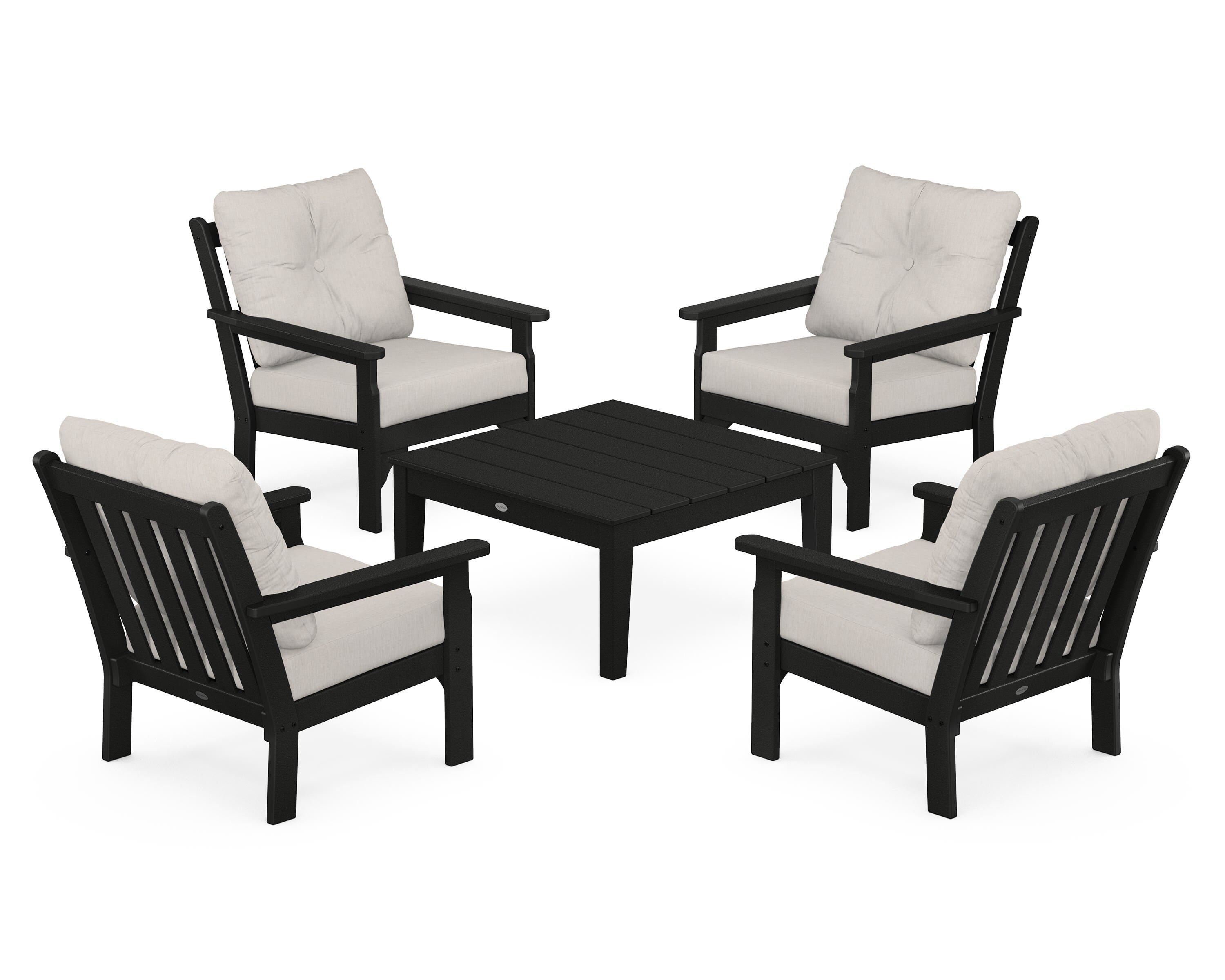 POLYWOOD Vineyard 5-Piece Deep Seating Conversation Set in Black / Cast Ash