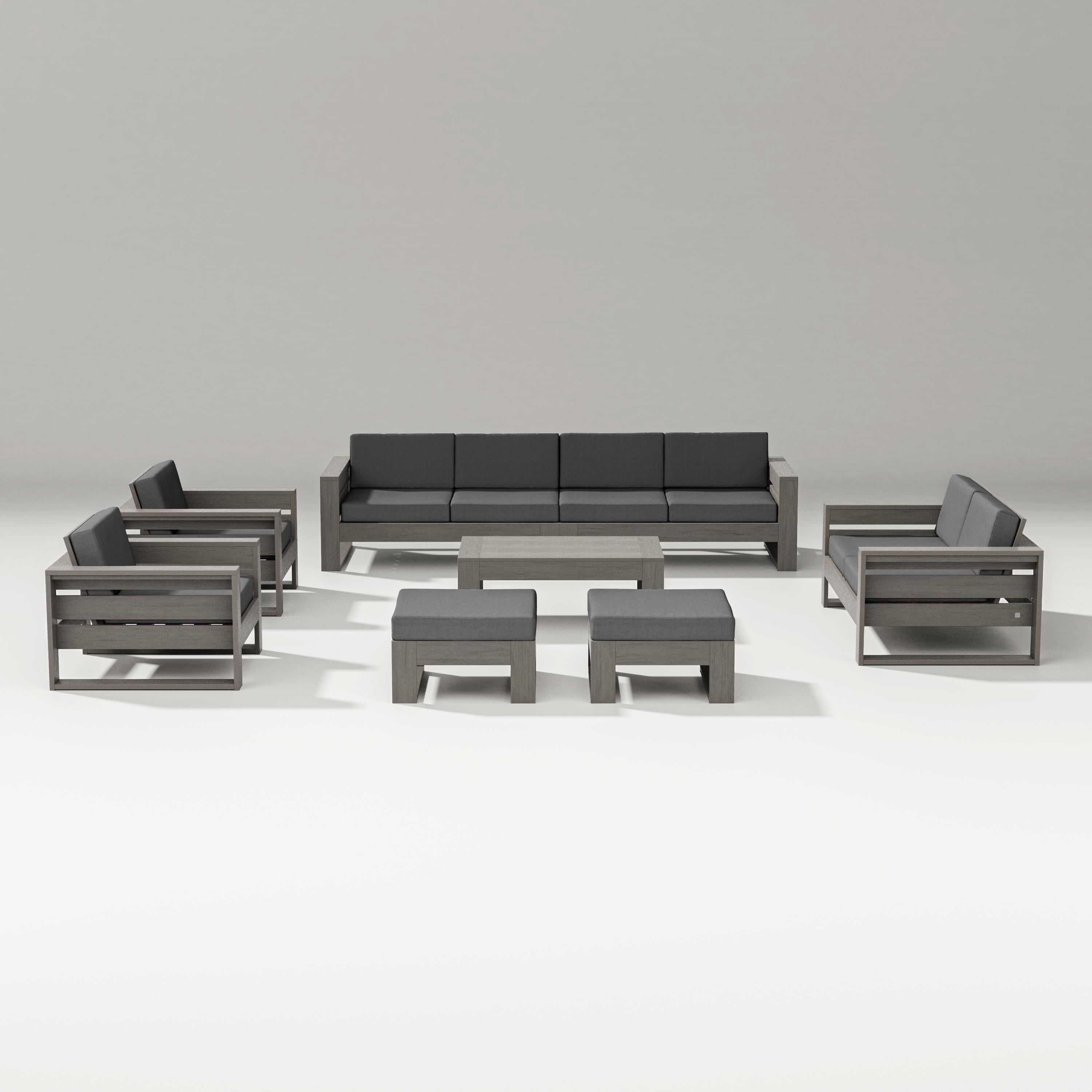 PW Designer Series Latitude 8-Piece Lounge Sofa Set in Driftwood / Spectrum Carbon