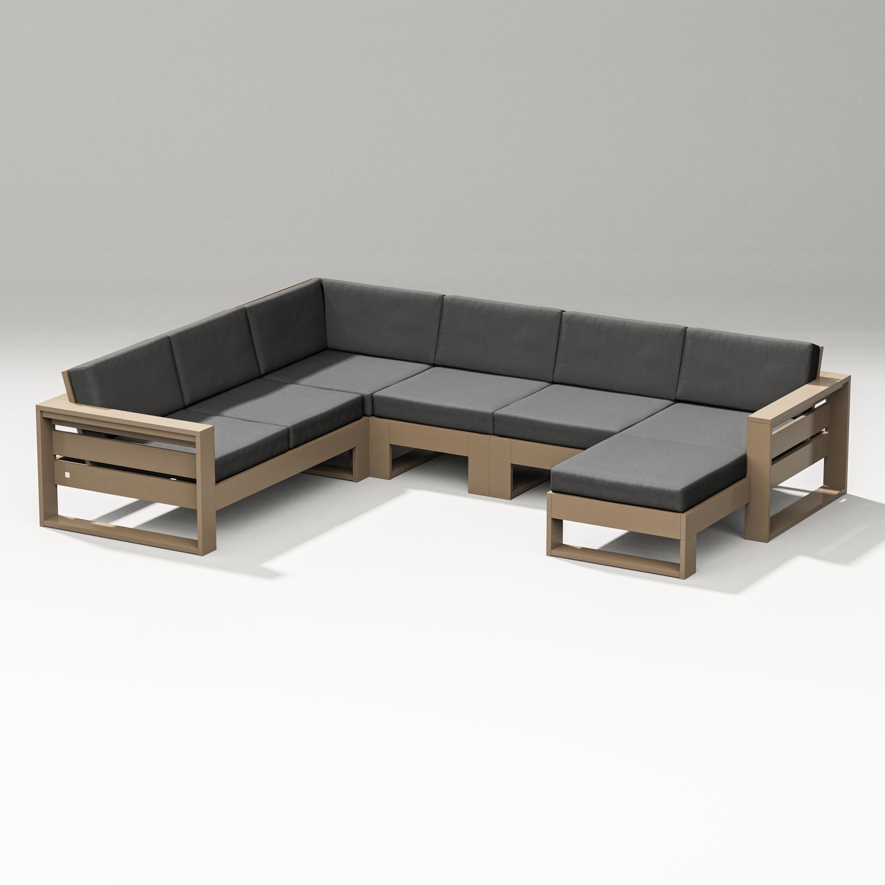 PW Designer Series Latitude Corner Sectional with Right Chaise in Vintage Sahara / Spectrum Carbon