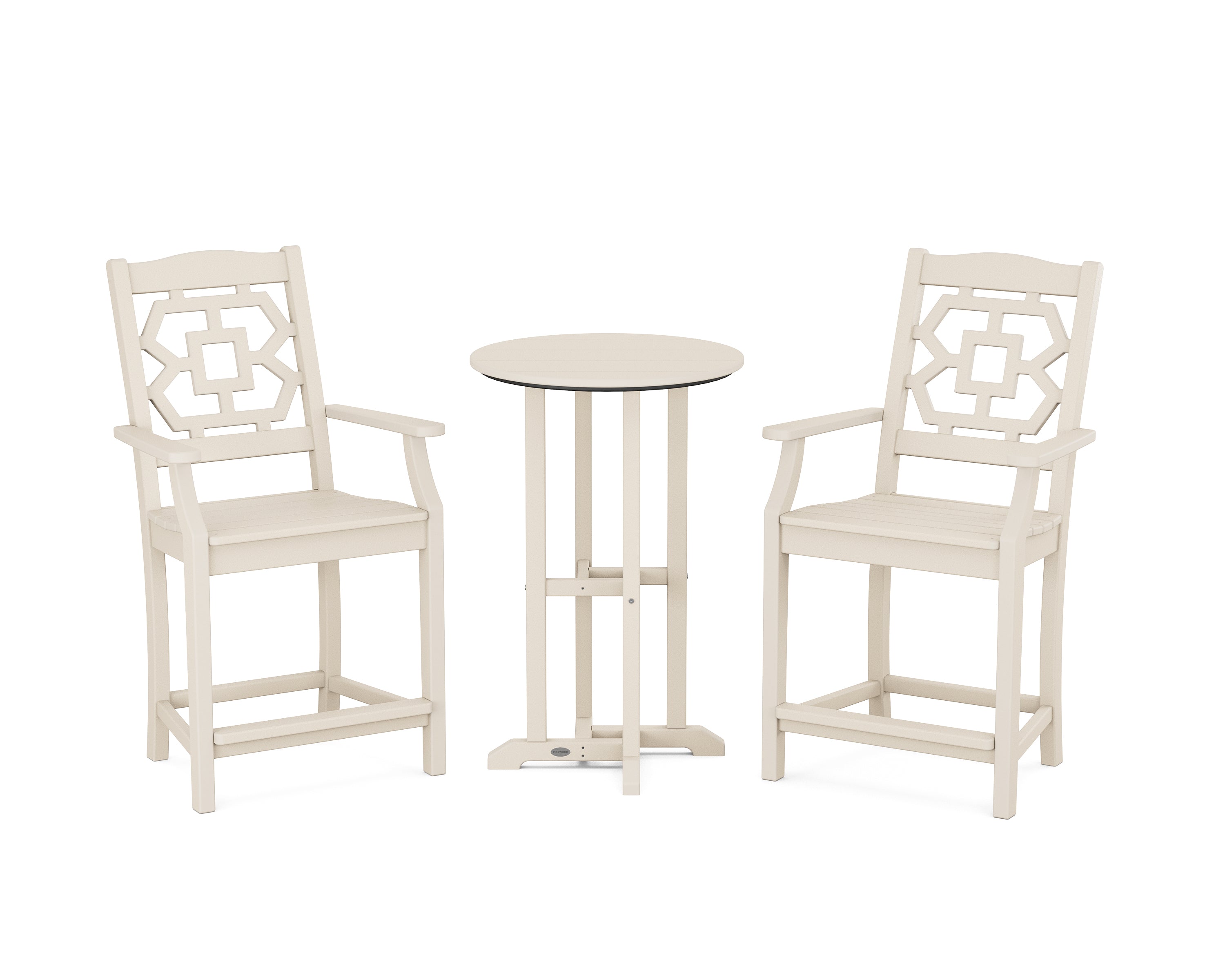 Martha Stewart by POLYWOOD® Chinoiserie 3-Piece Farmhouse Counter Set in Sand