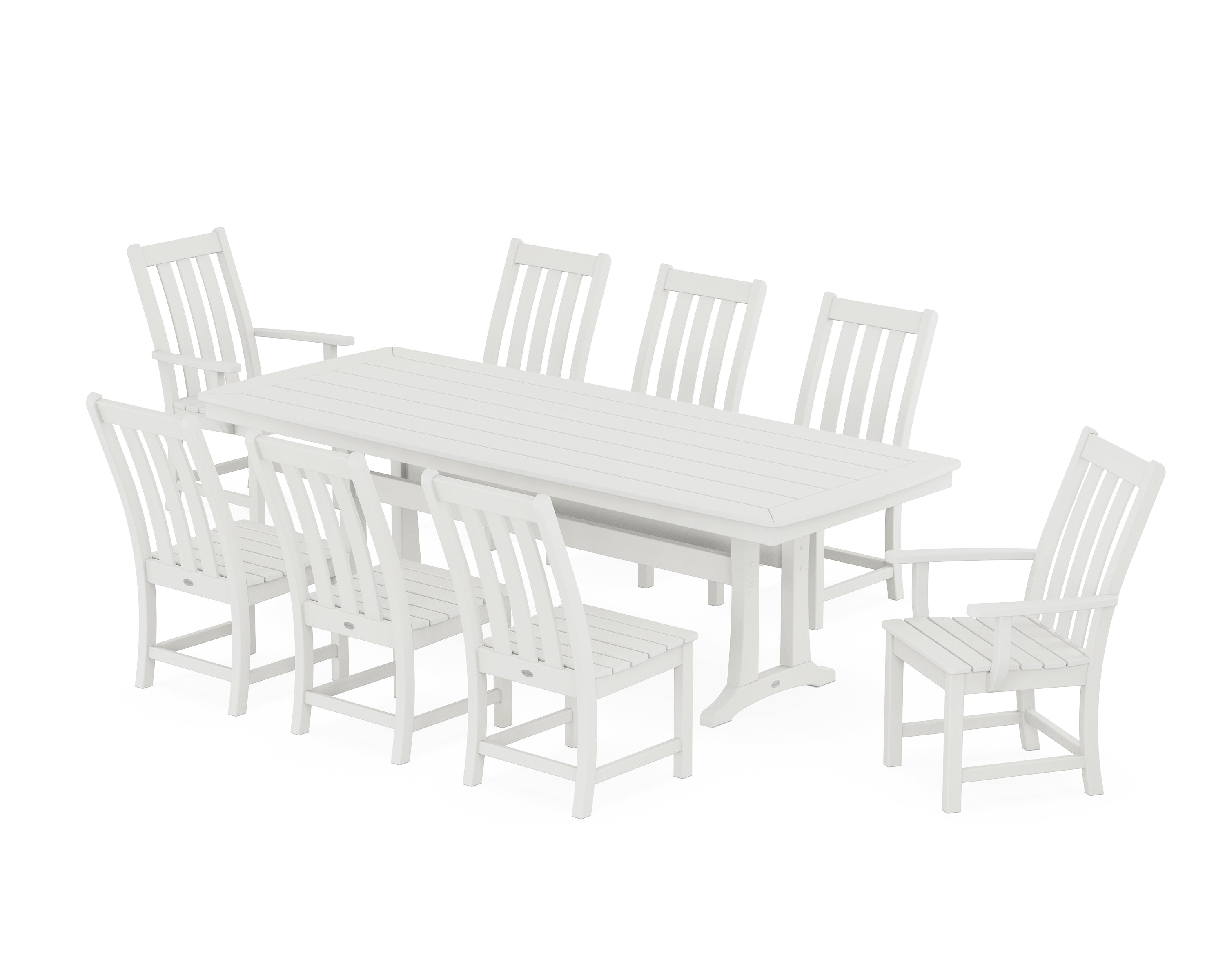 POLYWOOD® Vineyard 9-Piece Dining Set with Trestle Legs in Vintage White