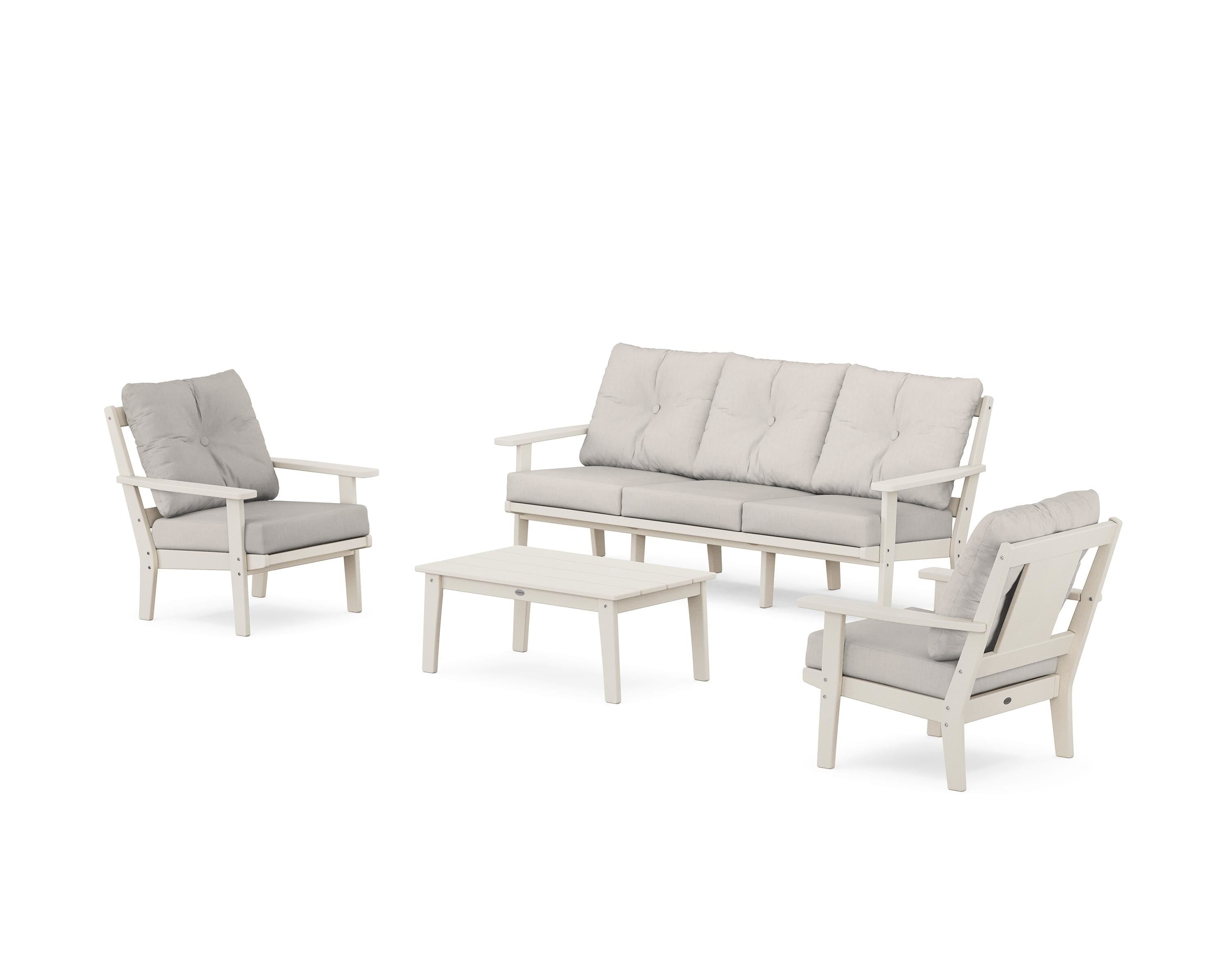 POLYWOOD Prairie 4-Piece Deep Seating Set with Sofa in Sand / Cast Ash