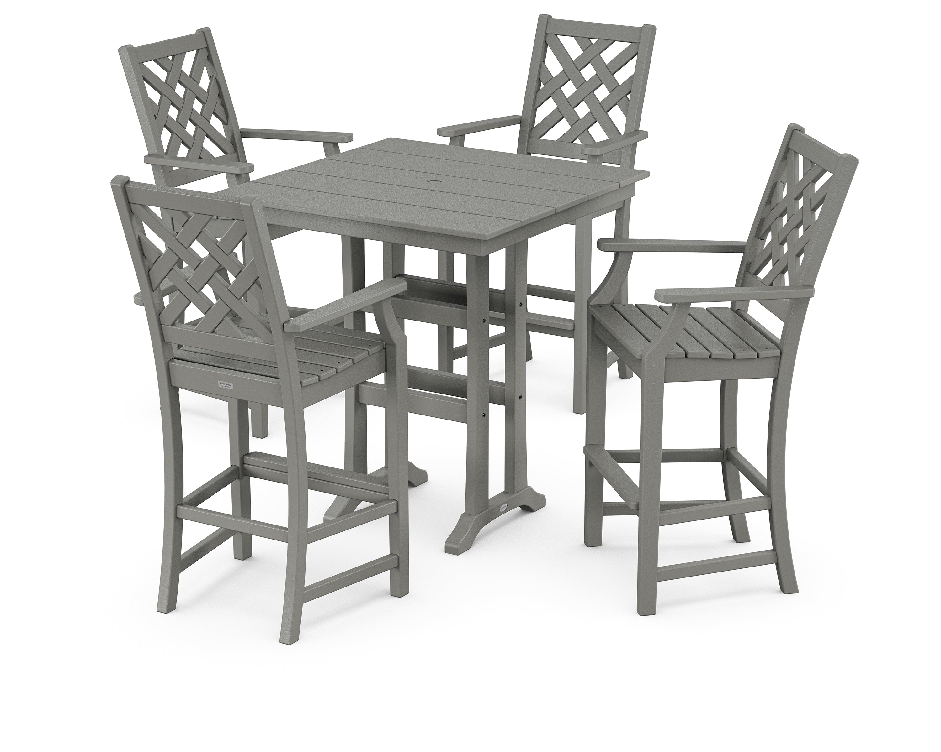 Country Living Wovendale 5-Piece Farmhouse Bar Set with Trestle Legs in Slate Grey