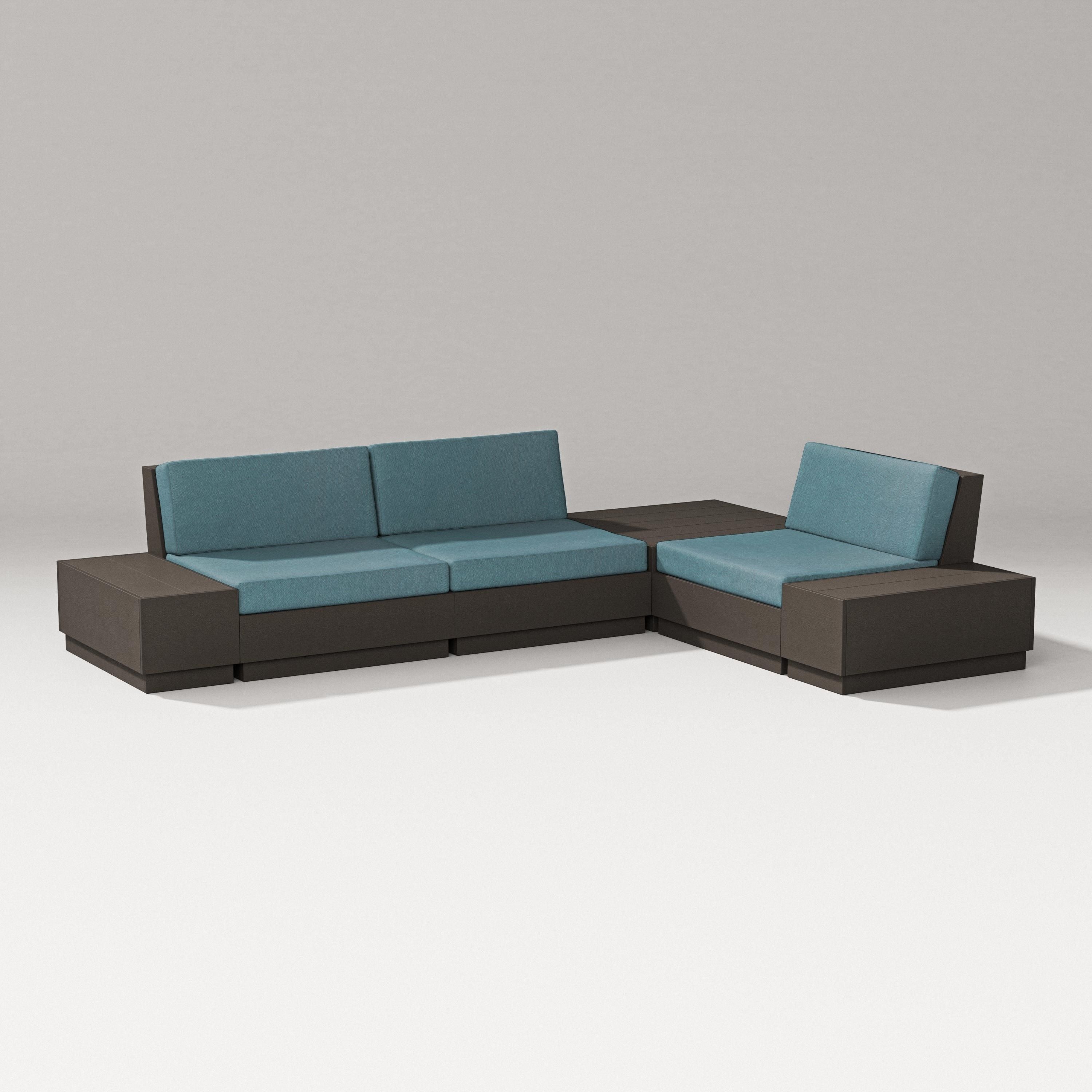 PW Designer Series Elevate 6-Piece Corner Sectional in Vintage Coffee / Ocean Teal