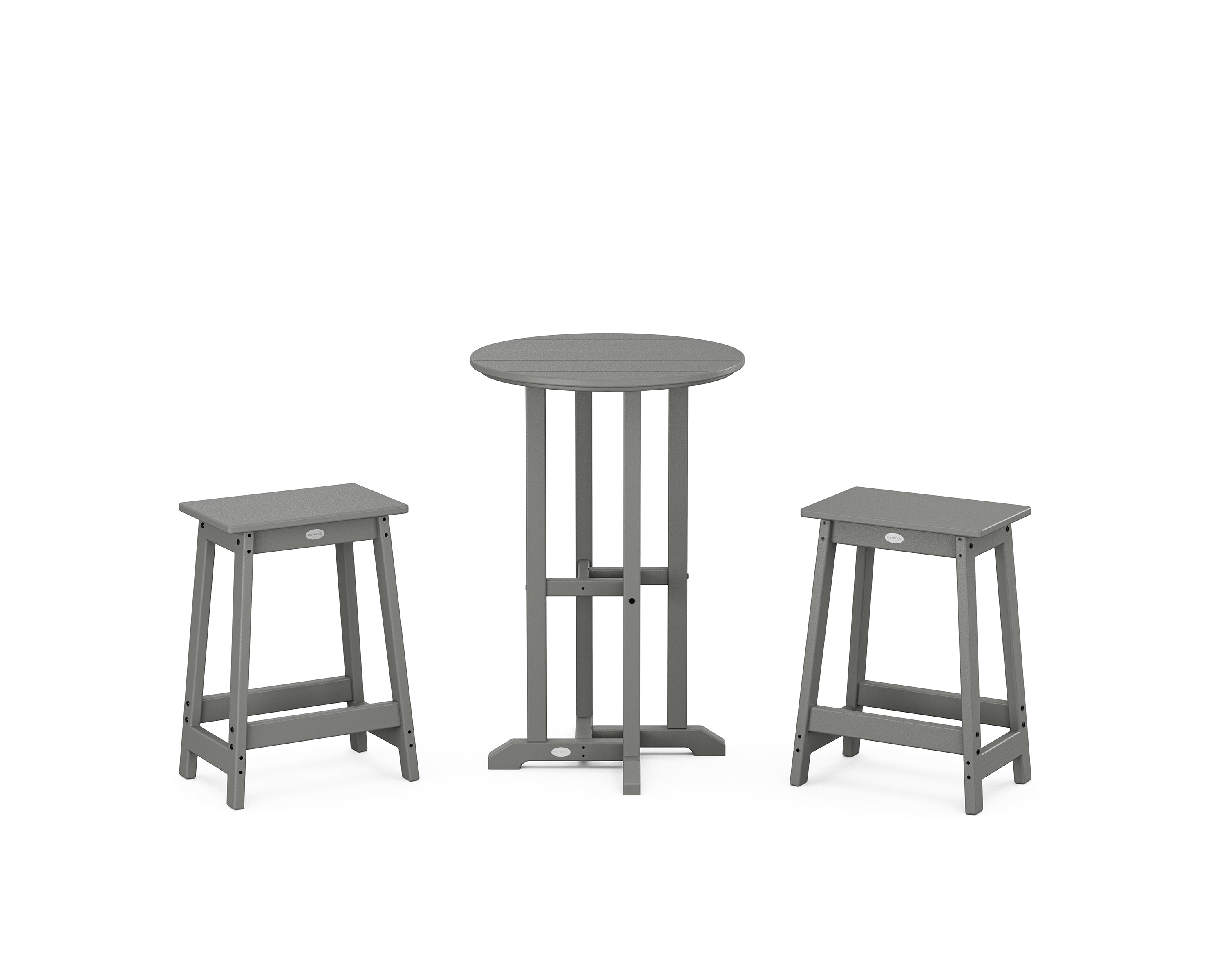 POLYWOOD Modern Studio Counter Stool 3-Piece Bistro Set in Slate Grey