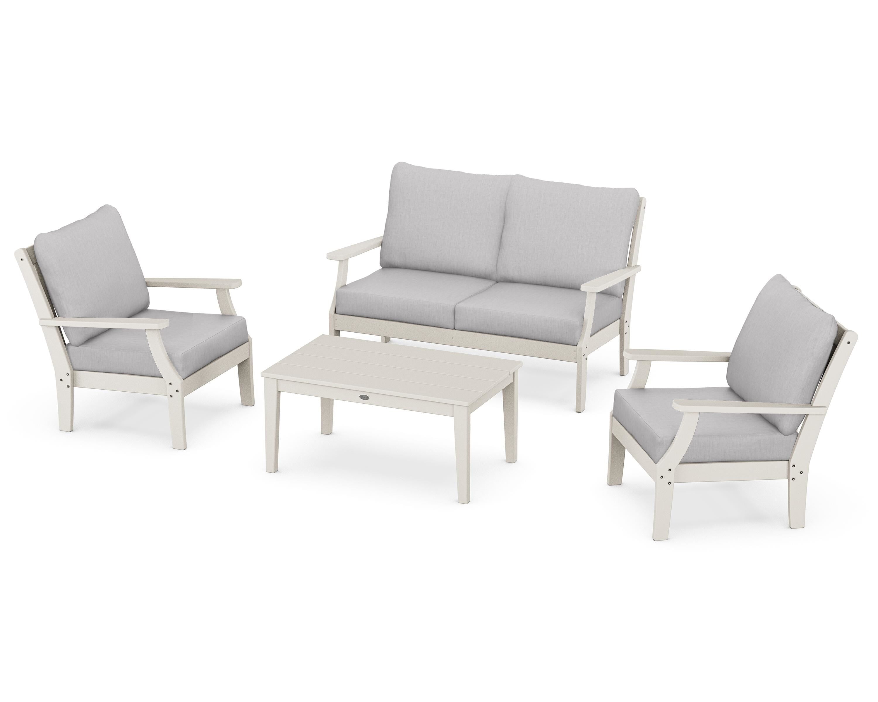 POLYWOOD Braxton 4-Piece Deep Seating Chair Set in Sand / Granite