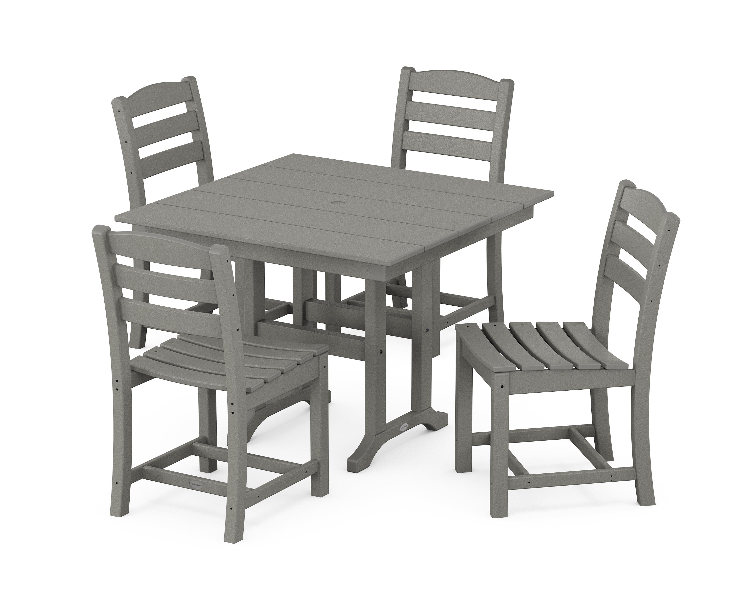 POLYWOOD La Casa Café Side Chair 5-Piece Farmhouse Dining Set in Slate Grey