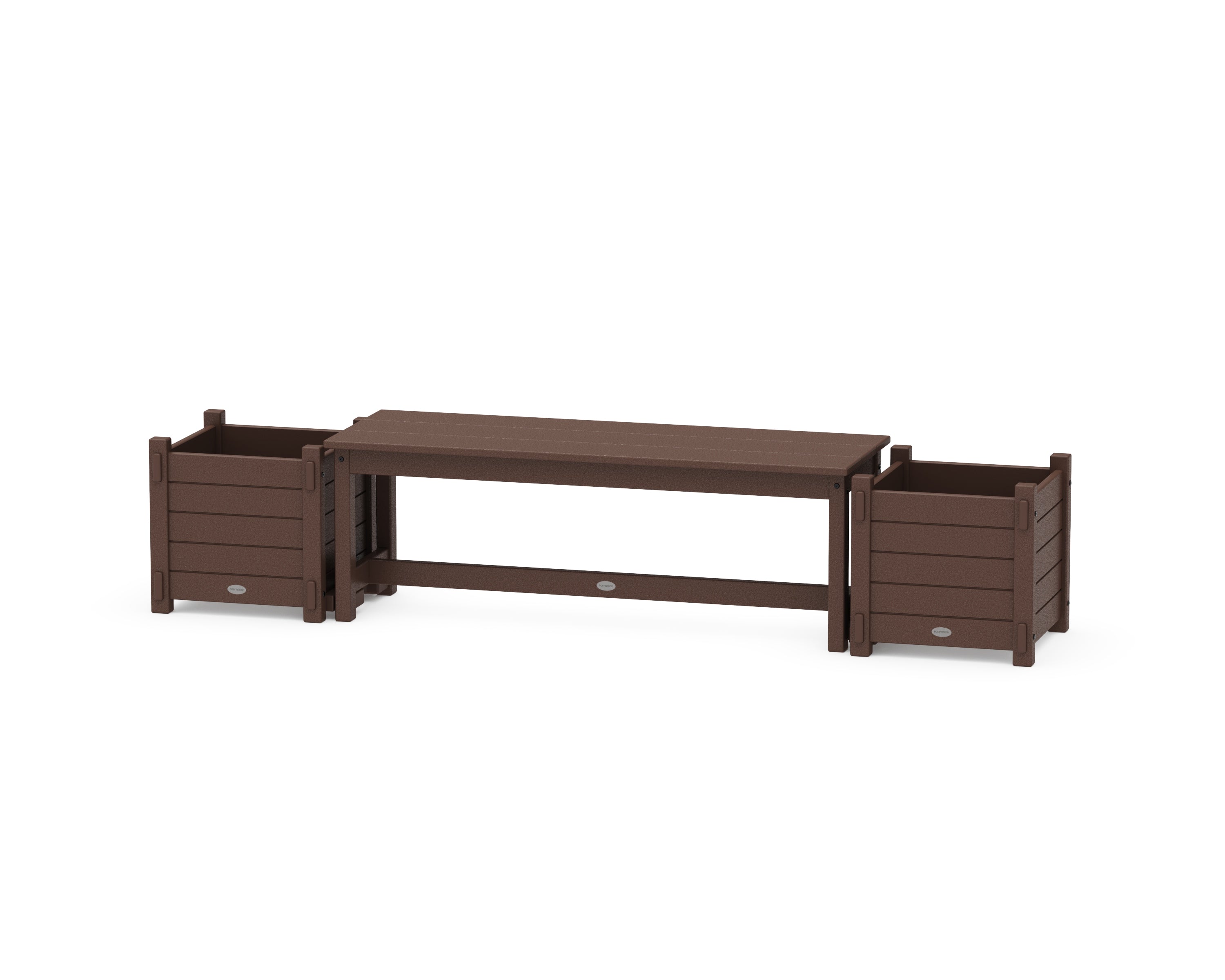 POLYWOOD 48" Nautical Straight Planter Bench Set in Mahogany