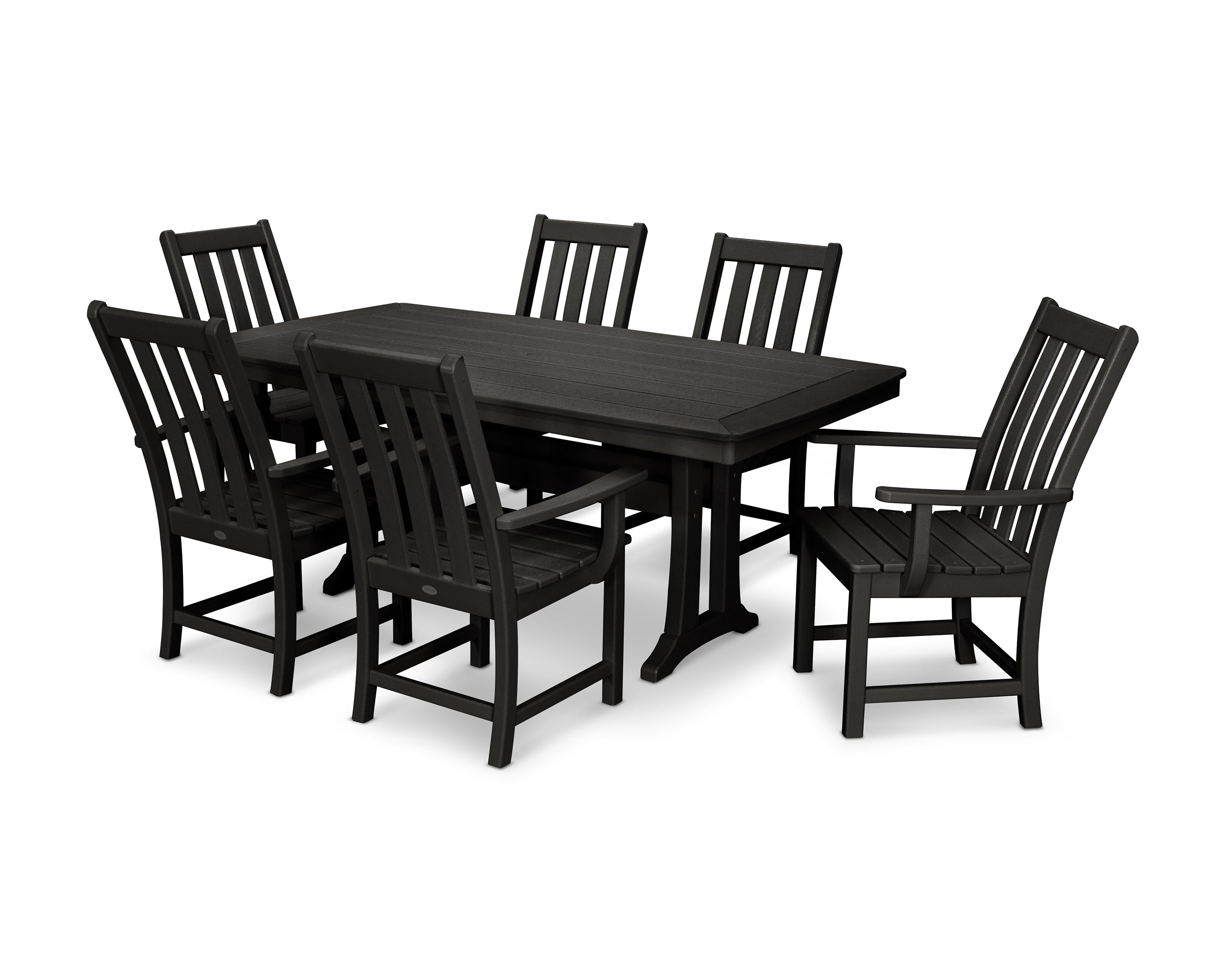 POLYWOOD Vineyard 7-Piece Arm Chair Dining Set in Black
