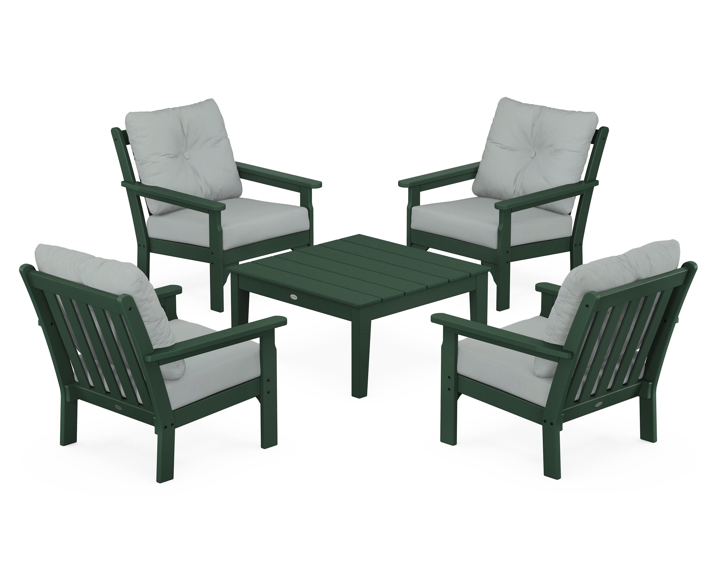 POLYWOOD Vineyard 5-Piece Deep Seating Conversation Set in Green / Spa