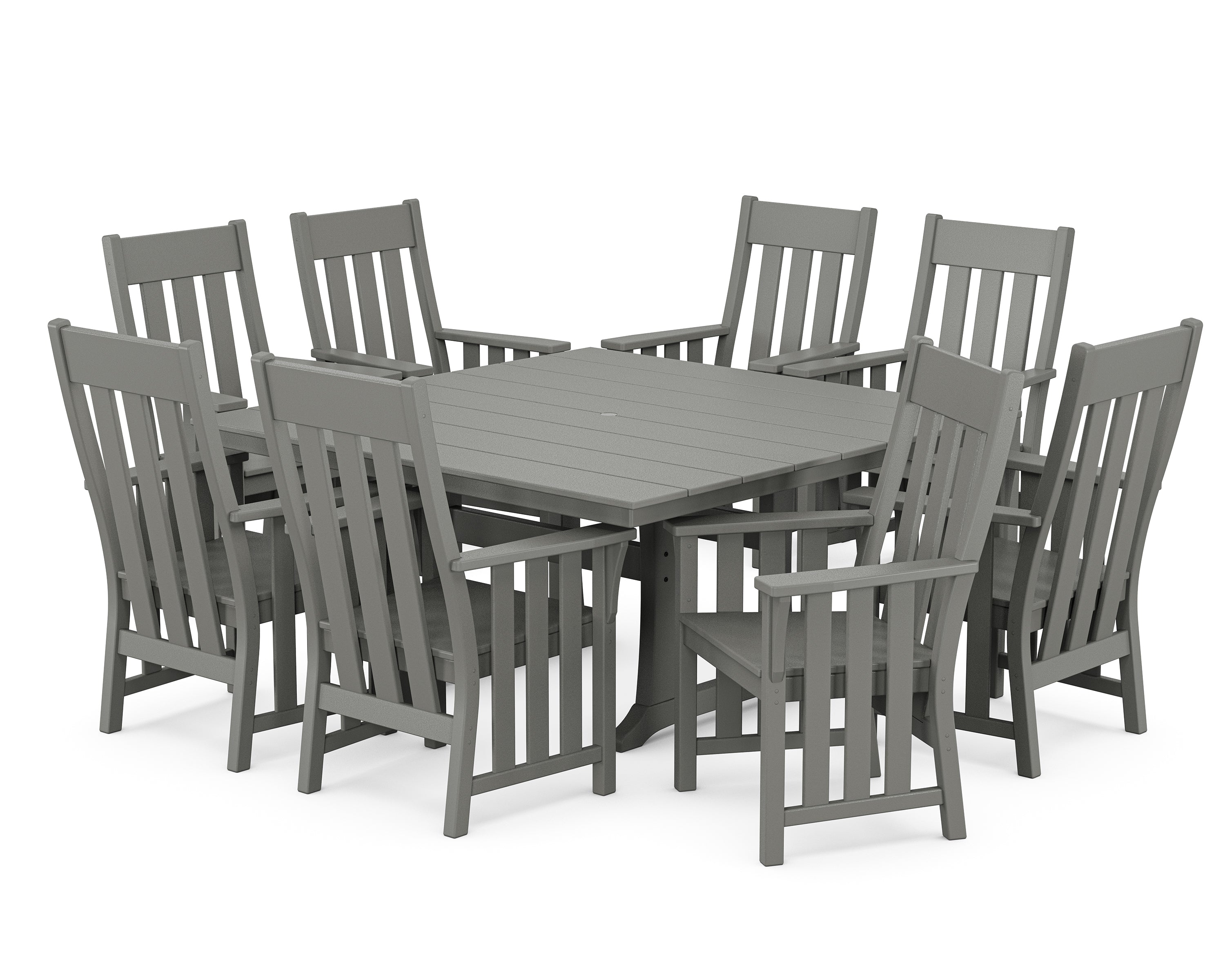 Martha Stewart by POLYWOOD® Acadia 9-Piece Square Farmhouse Dining Set with Trestle Legs in Slate Grey