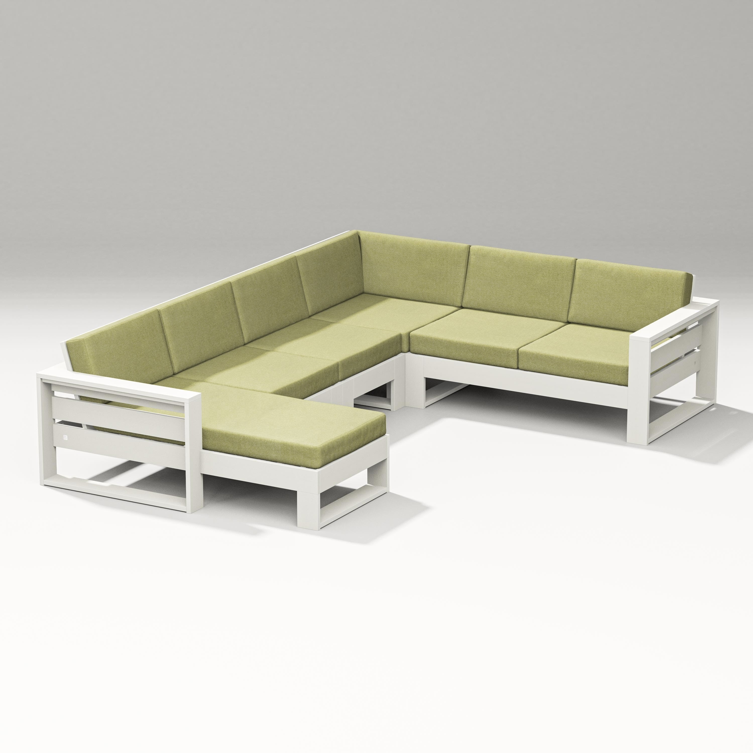 PW Designer Series Latitude Corner Sectional with Left Chaise in Vintage White / Chartreuse Boucle