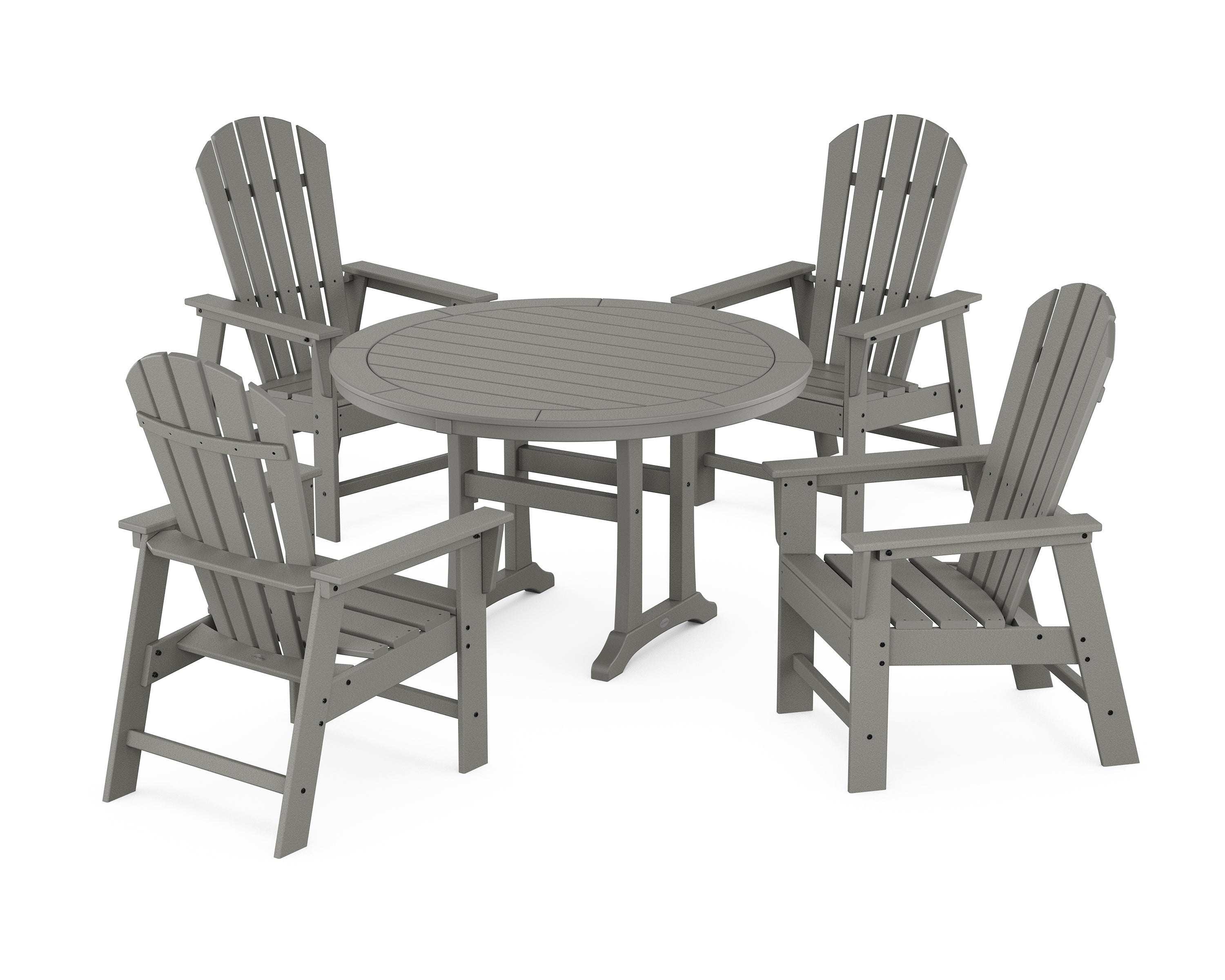 POLYWOOD® South Beach 5-Piece Round Dining Set with Trestle Legs in Slate Grey