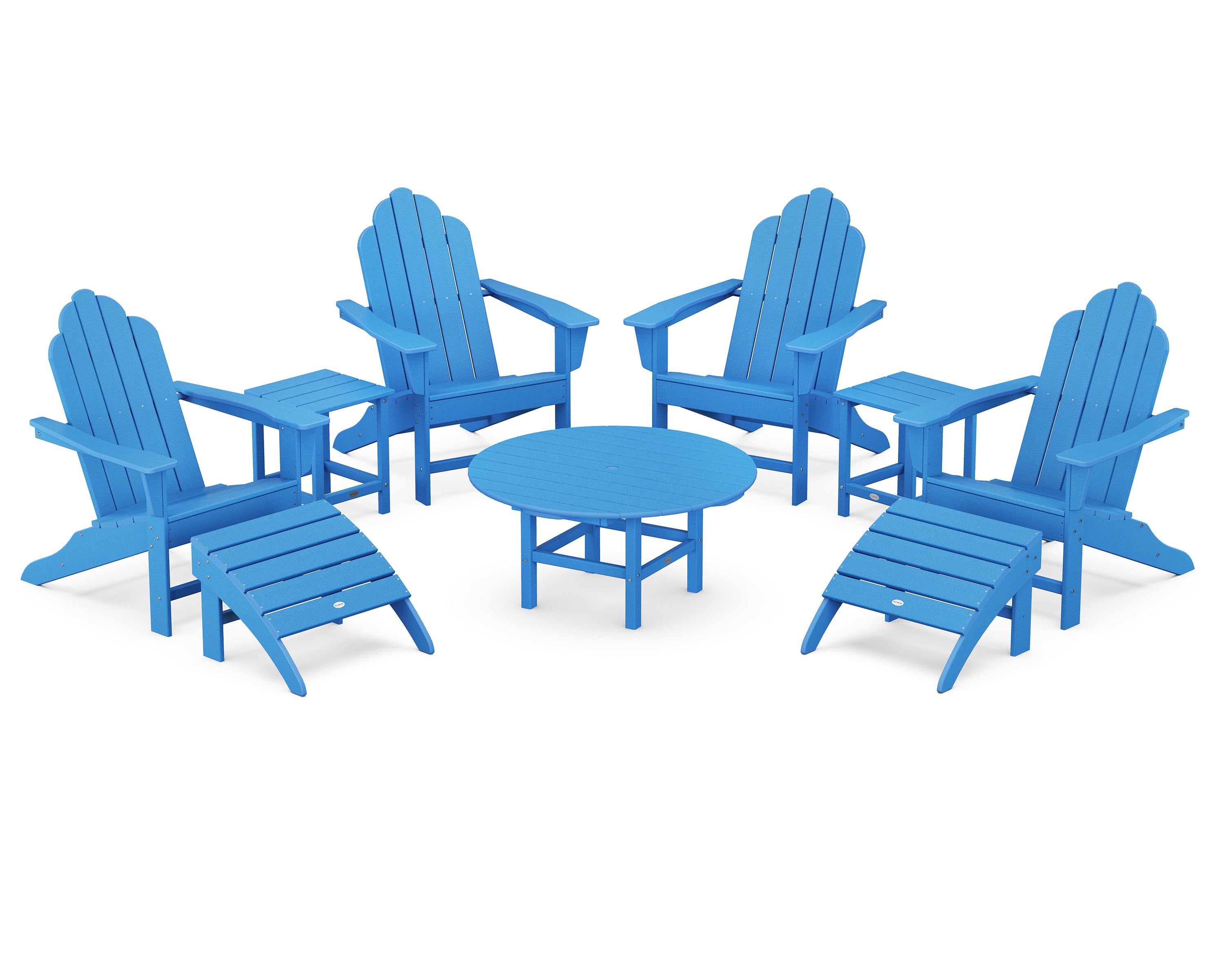 POLYWOOD® Long Island Adirondack 9-Piece Conversation Group in Pacific Blue