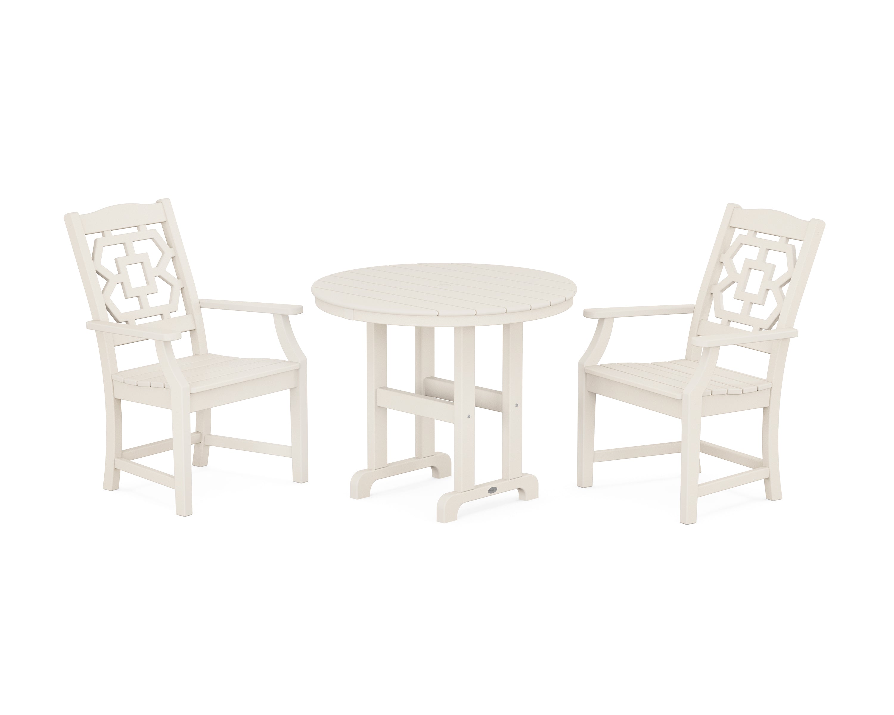 Martha Stewart by POLYWOOD® Chinoiserie 3-Piece Farmhouse Dining Set in Sand