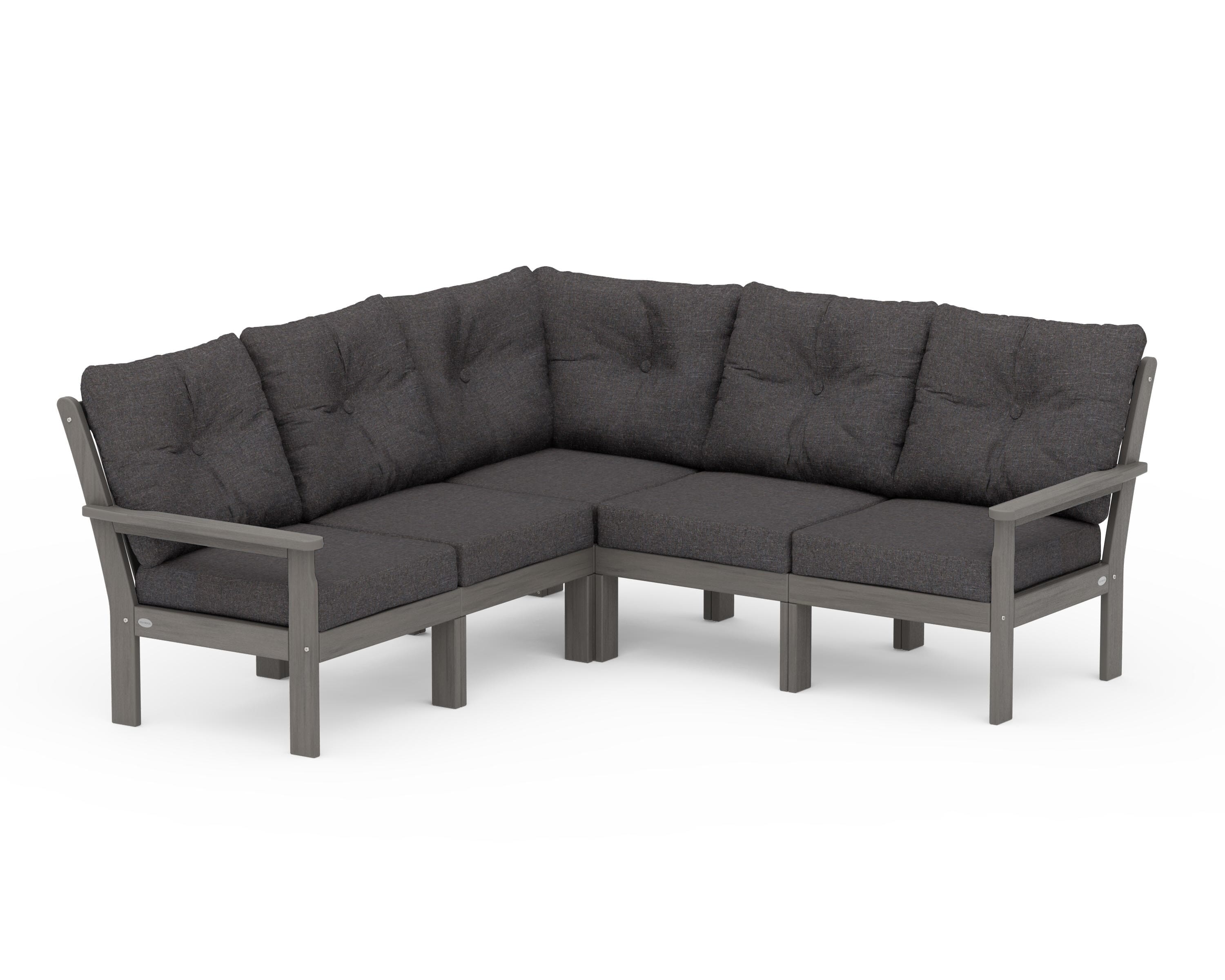 POLYWOOD Vineyard 5-Piece Sectional in Driftwood / Ash Charcoal