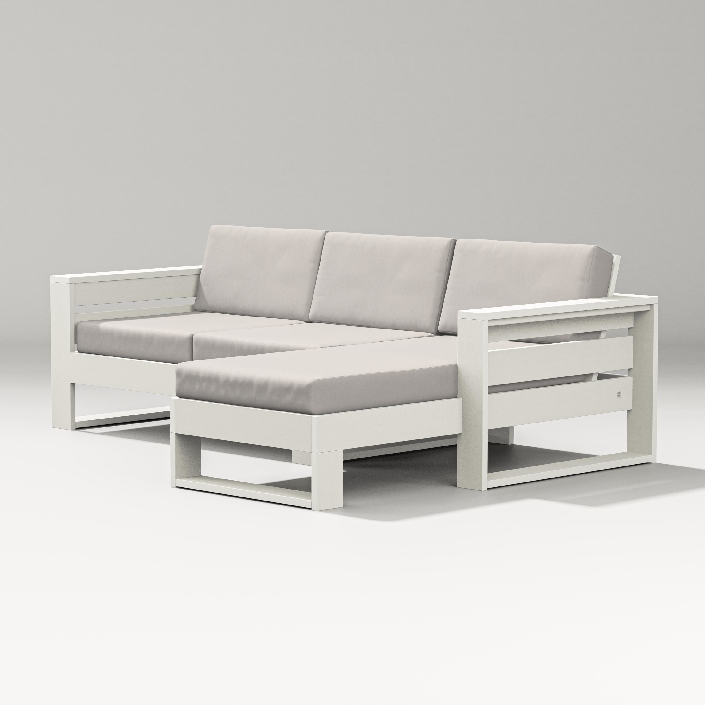 PW Designer Series Latitude Right Chaise Sectional in Vintage White / Cast Ash