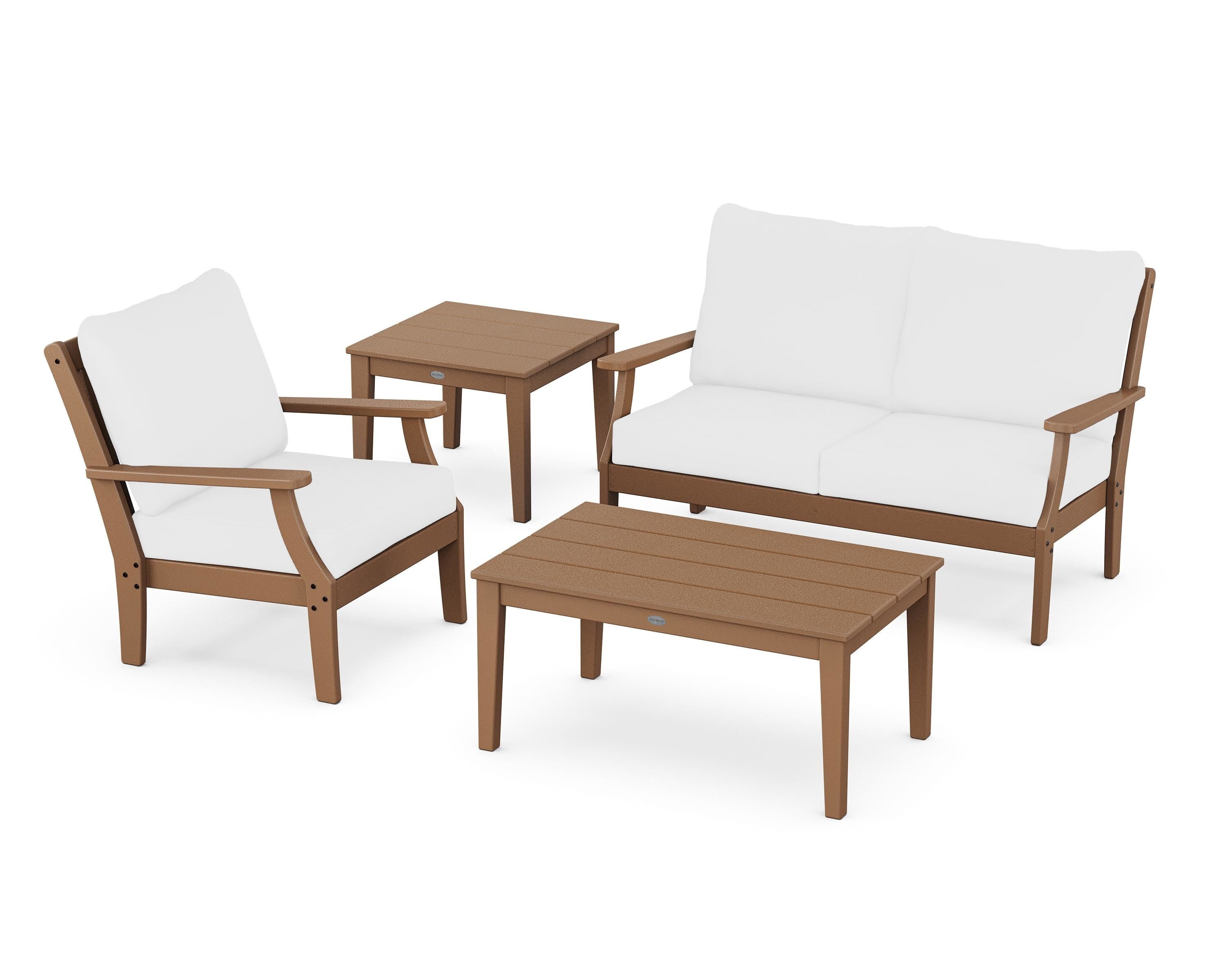 POLYWOOD Braxton 4-Piece Deep Seating Set in Teak / Natural