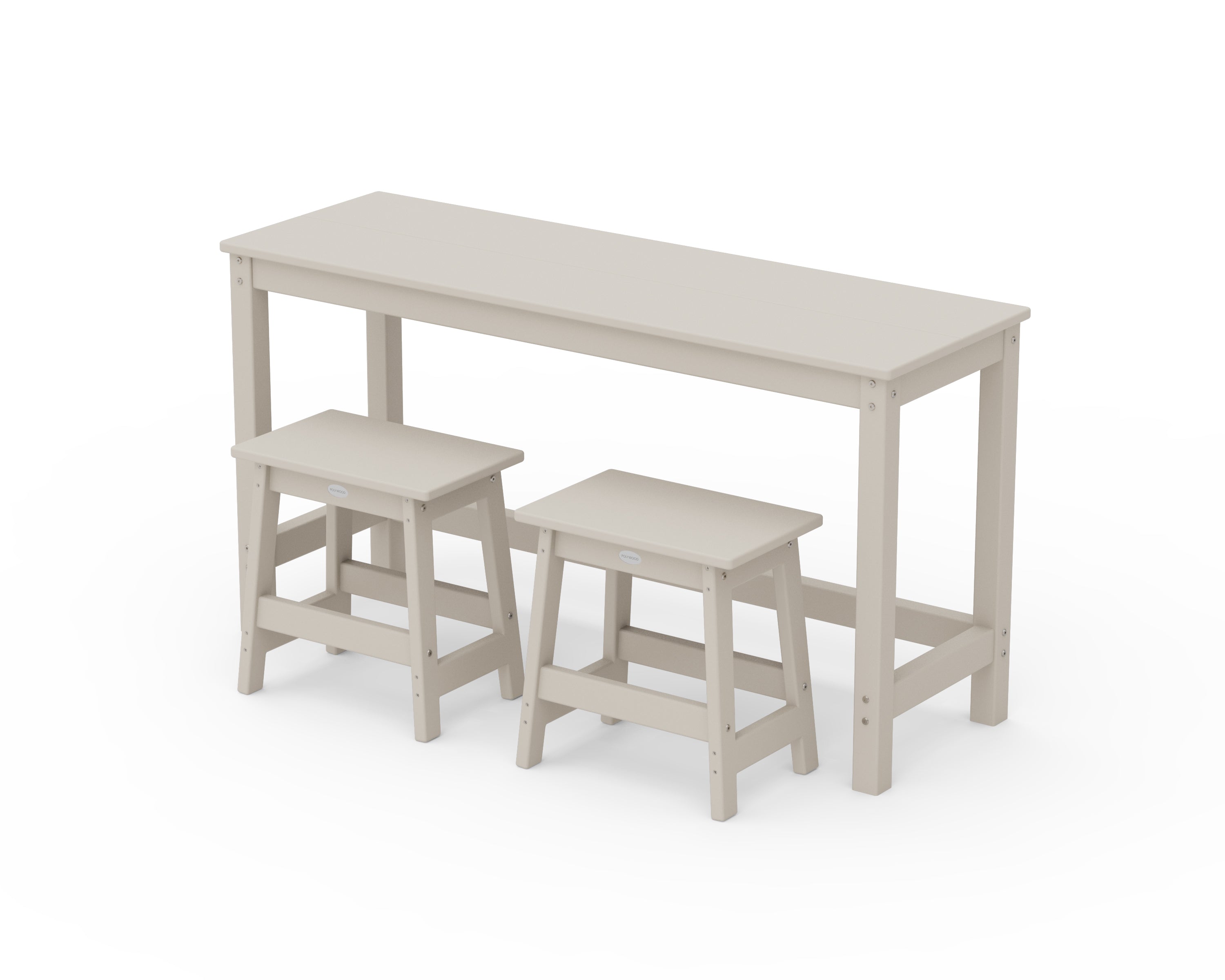 POLYWOOD Modern Studio Stool 3-Piece Balcony Set in Sand