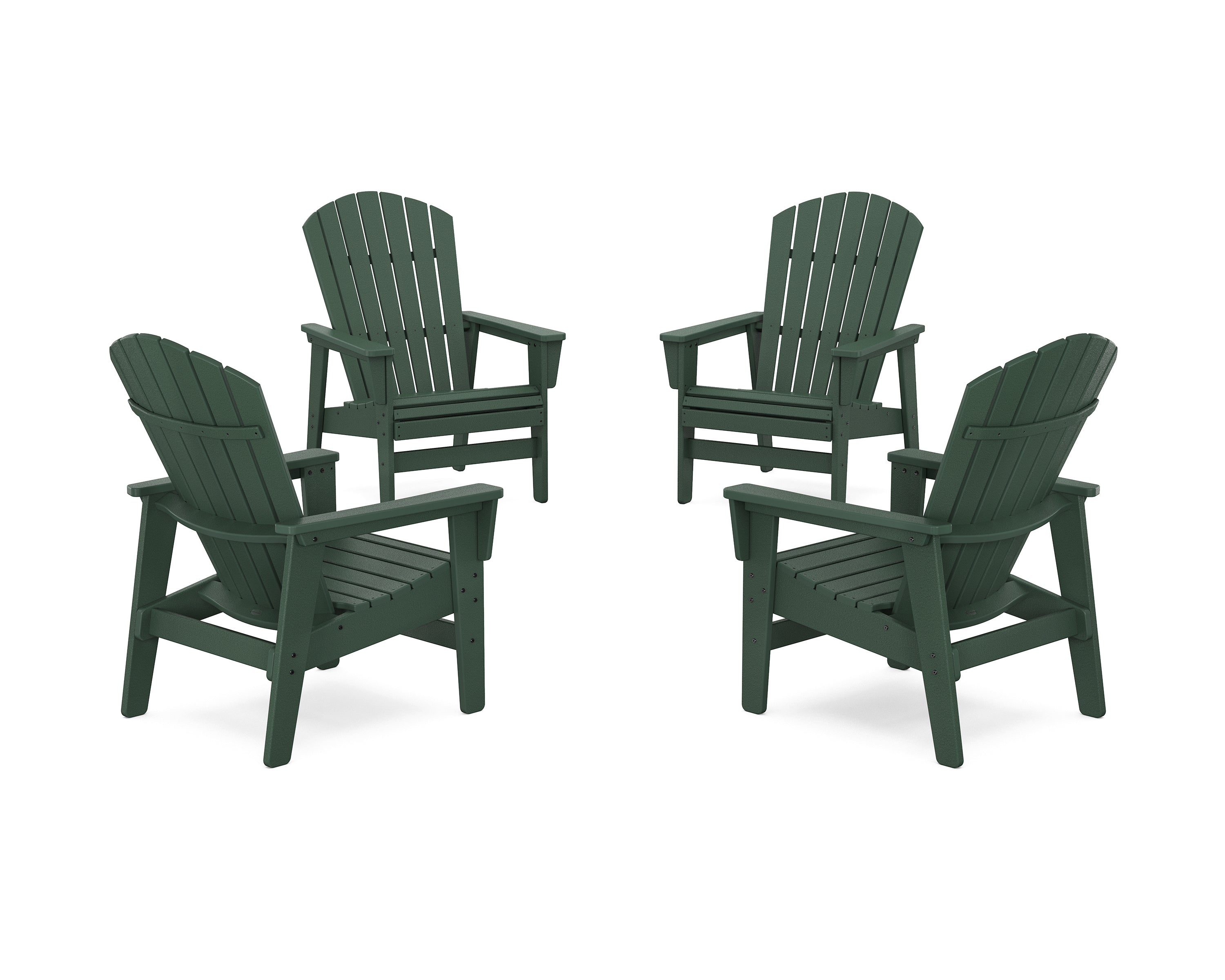 POLYWOOD® 4-Piece Nautical Grand Upright Adirondack Chair Conversation Set in Green