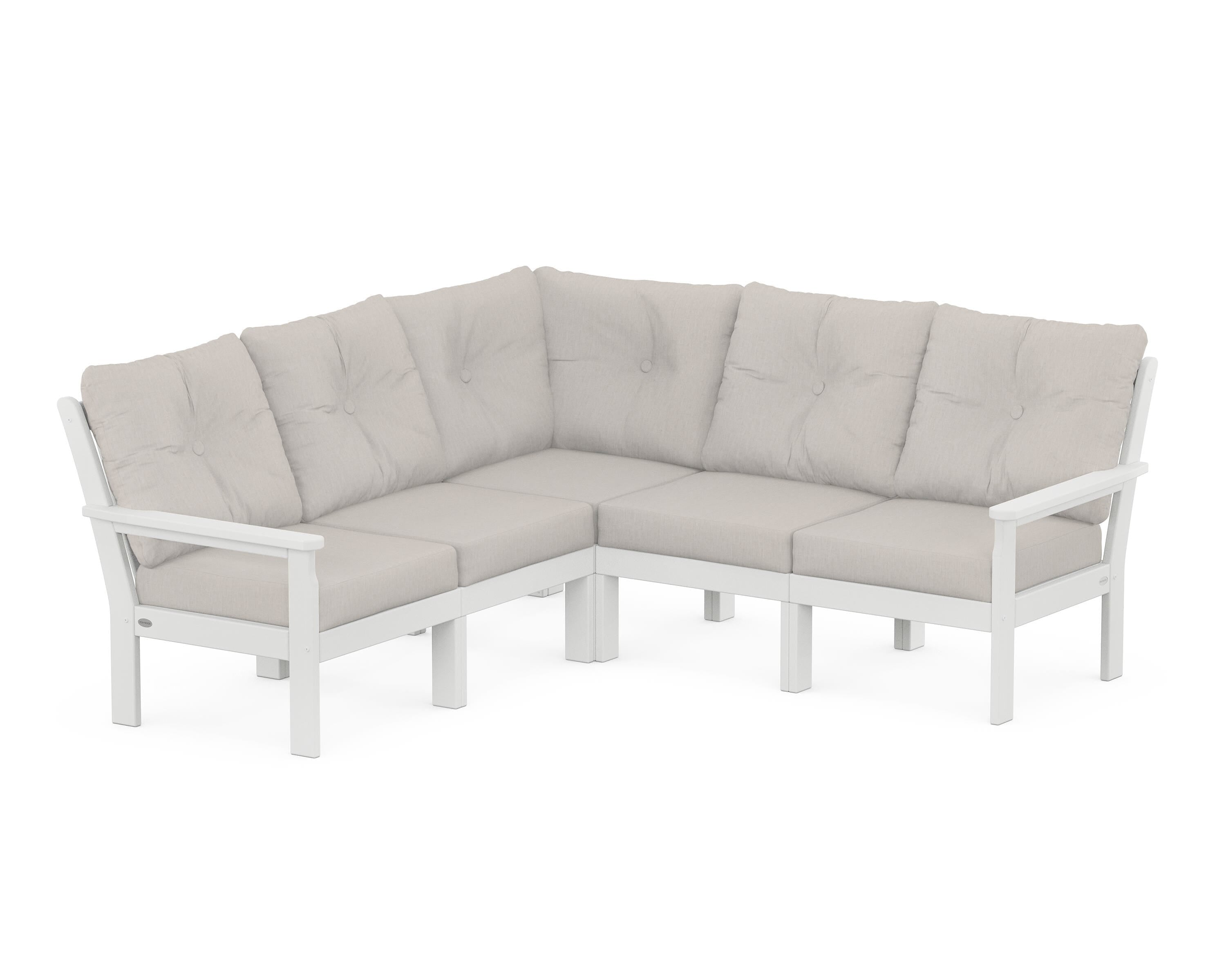 POLYWOOD Vineyard 5-Piece Sectional in White / Cast Ash