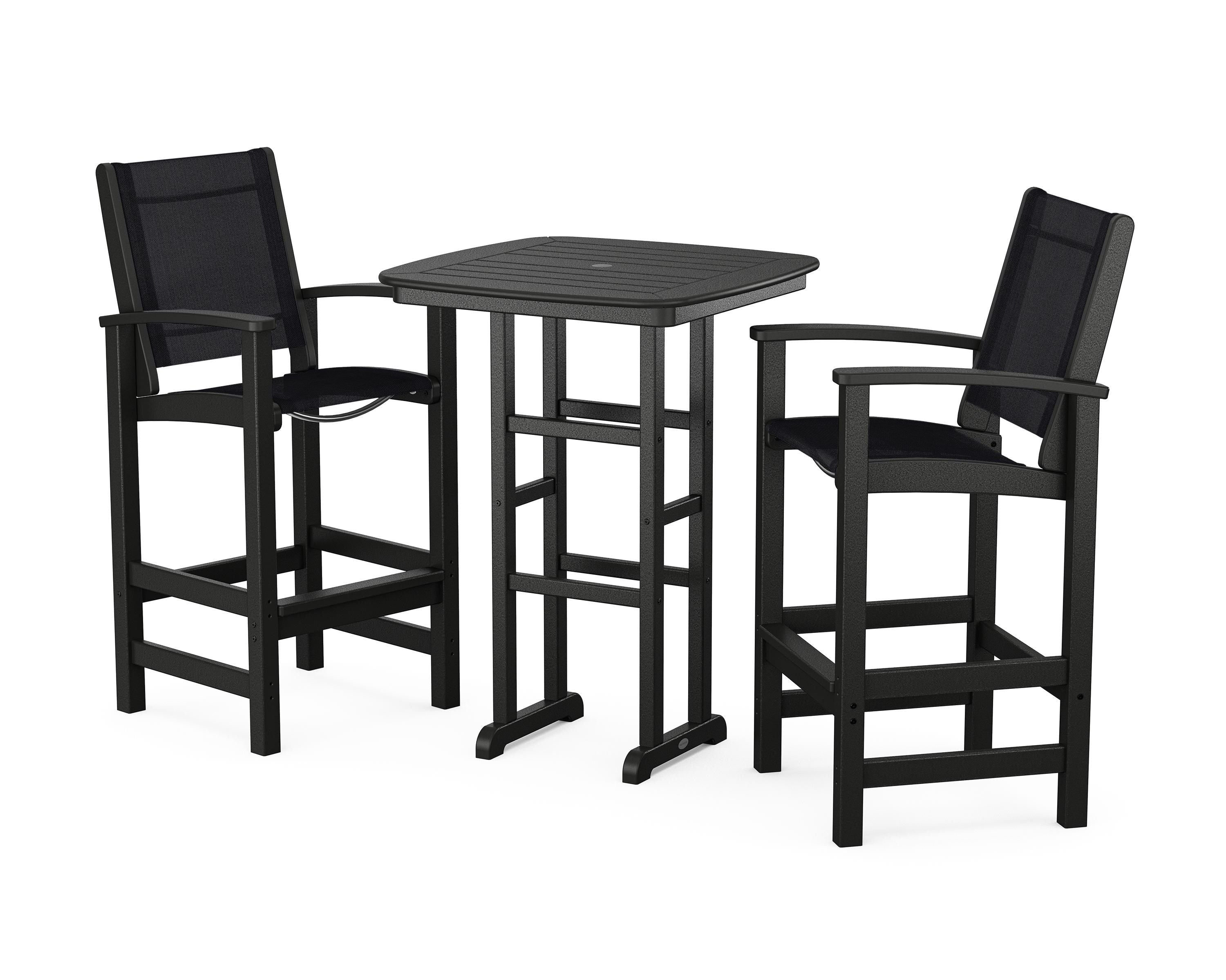 POLYWOOD Coastal 3-Piece Bar Set in Black / Black Sling