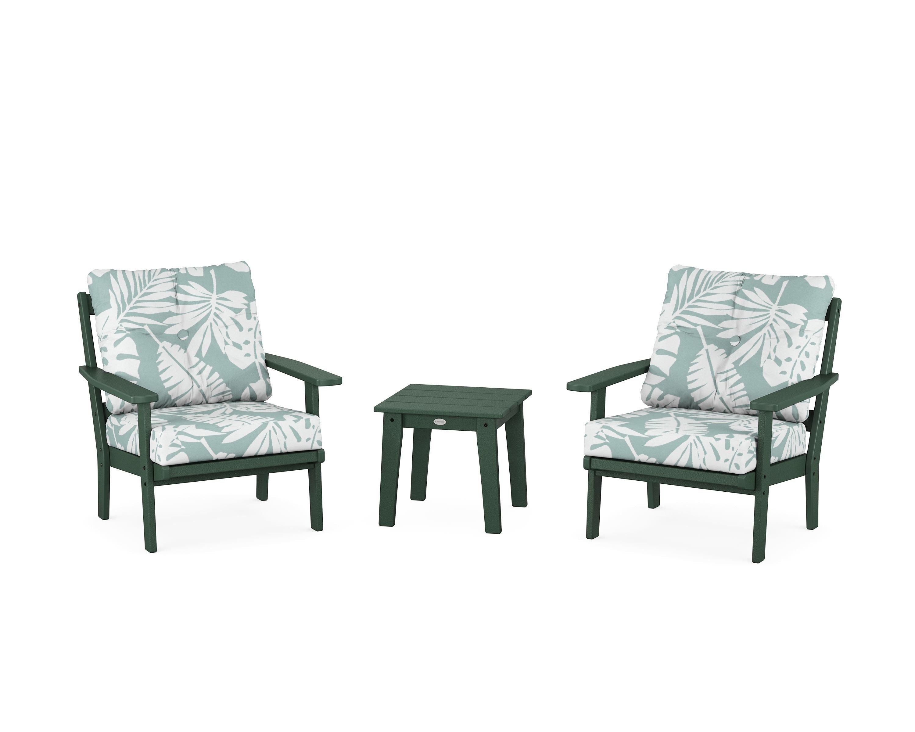 POLYWOOD Prairie 3-Piece Deep Seating Set in Green / Leaf Glacier Spa