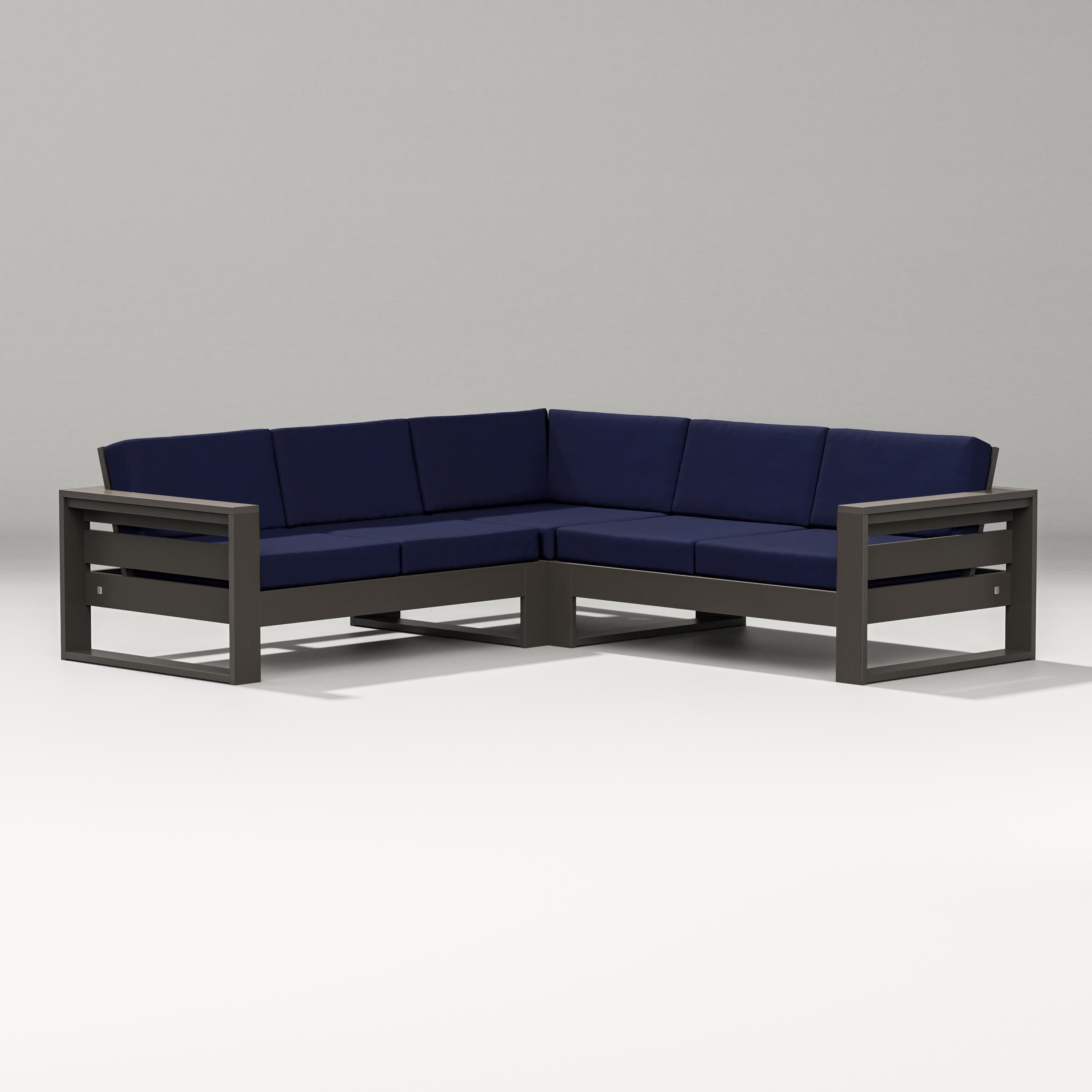 PW Designer Series Latitude Corner Sectional in Vintage Coffee / Navy