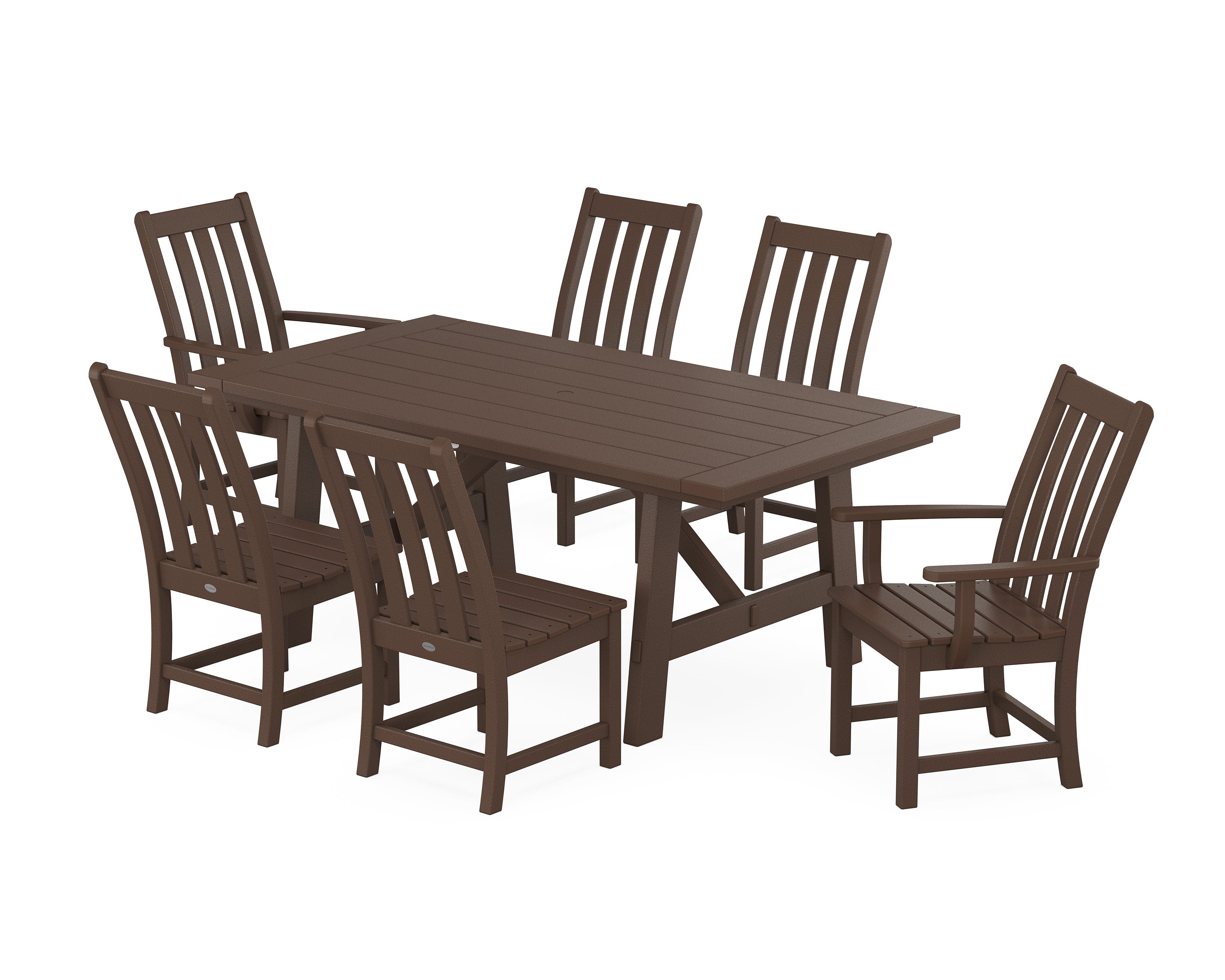 POLYWOOD® Vineyard 7-Piece Rustic Farmhouse Dining Set in Mahogany