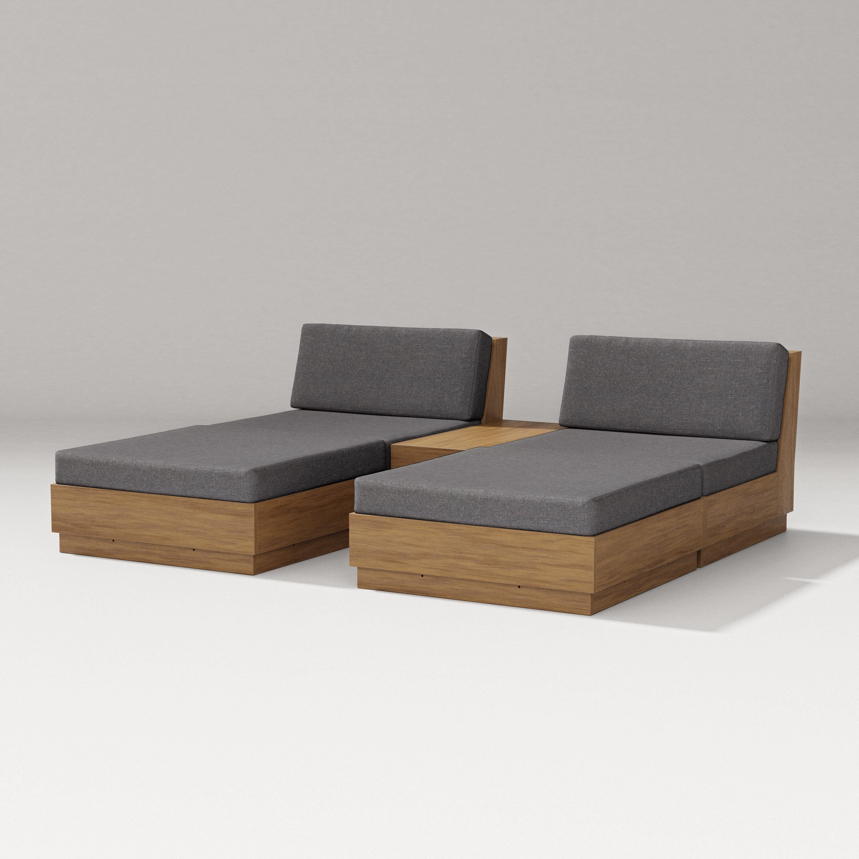 PW Designer Series Elevate Double Chaise Set in Natural / Ash Charcoal