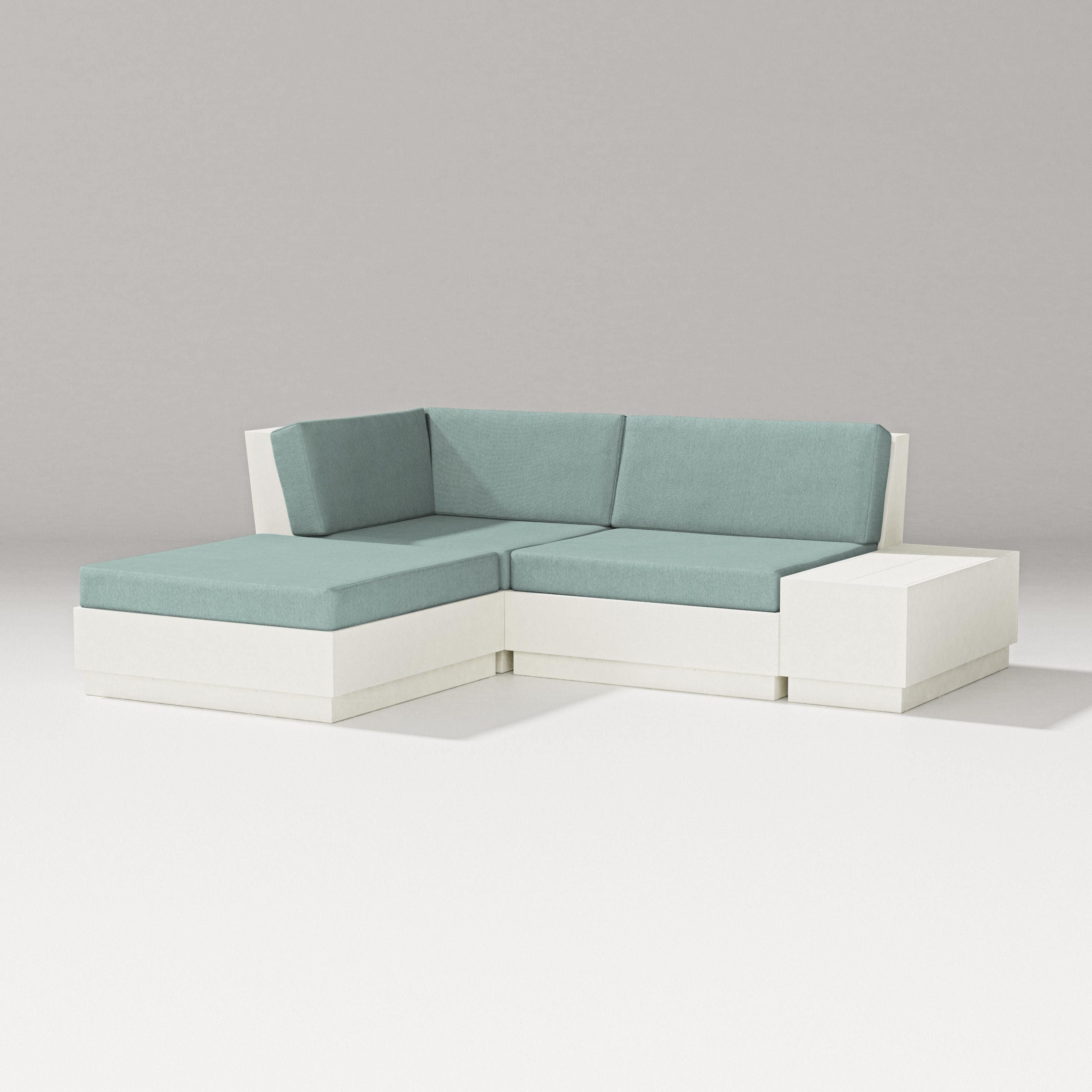PW Designer Series Elevate Loveseat Sectional with Chaise in Vintage White / Glacier Spa