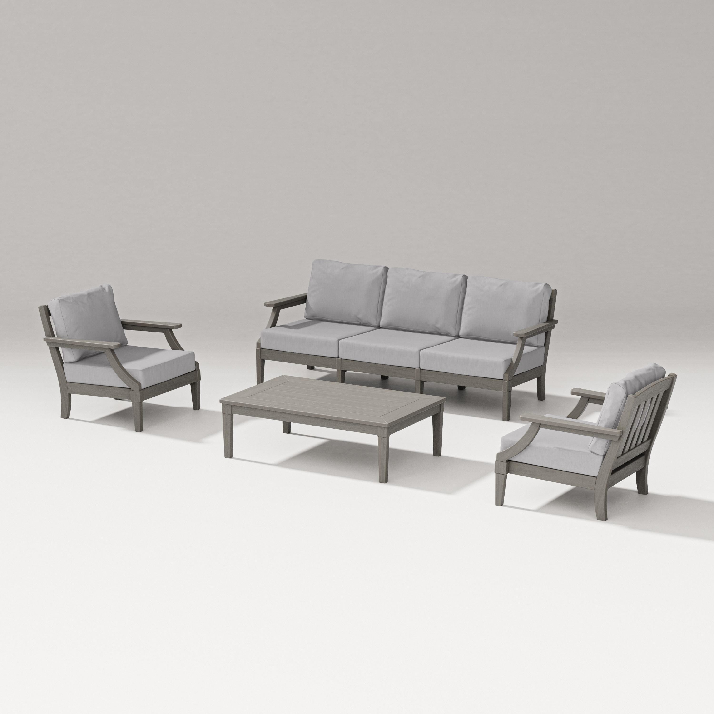 PW Designer Series Estate 4-Piece Lounge Sofa Set in Driftwood / Granite