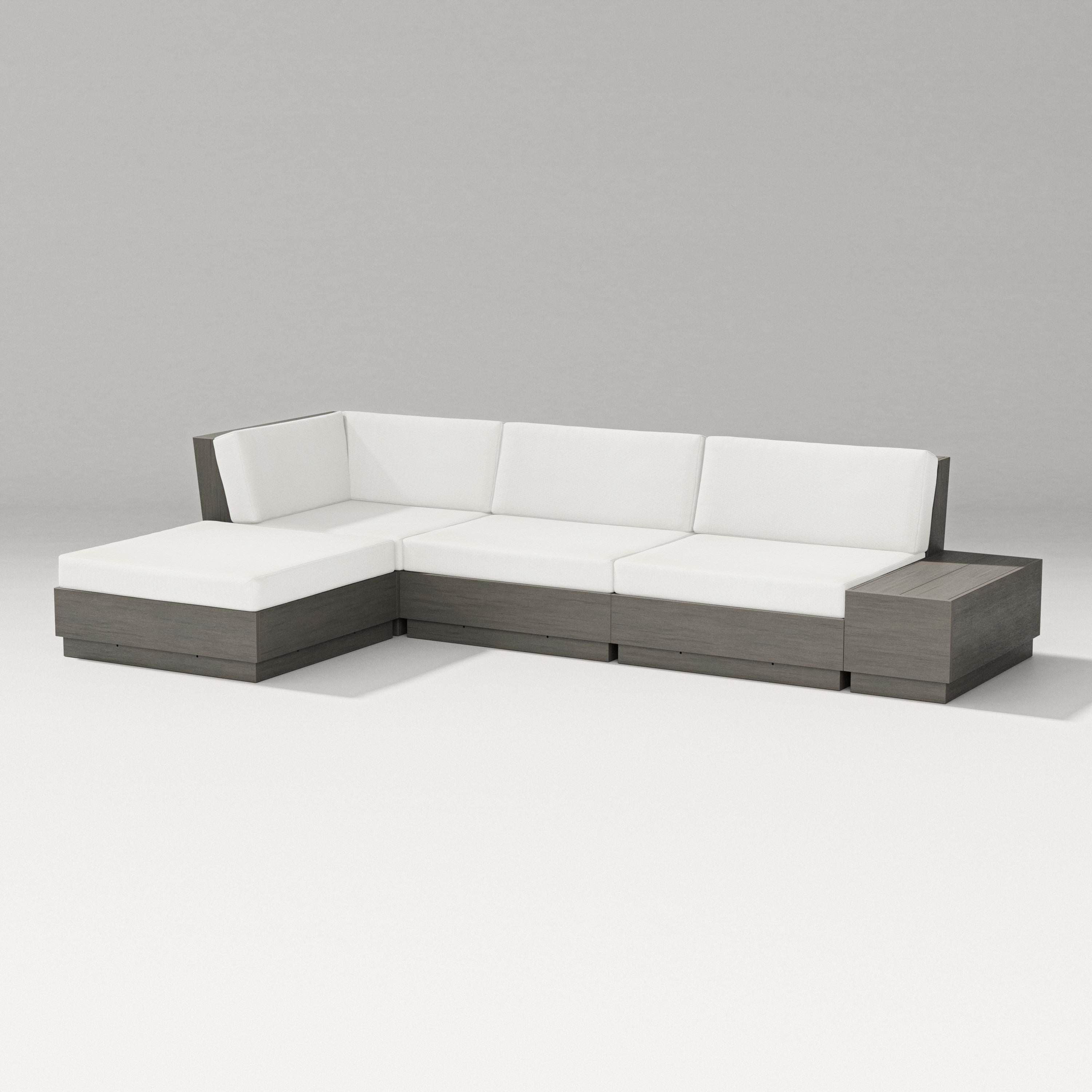 PW Designer Series Elevate Chaise Sectional in Driftwood / Natural Linen