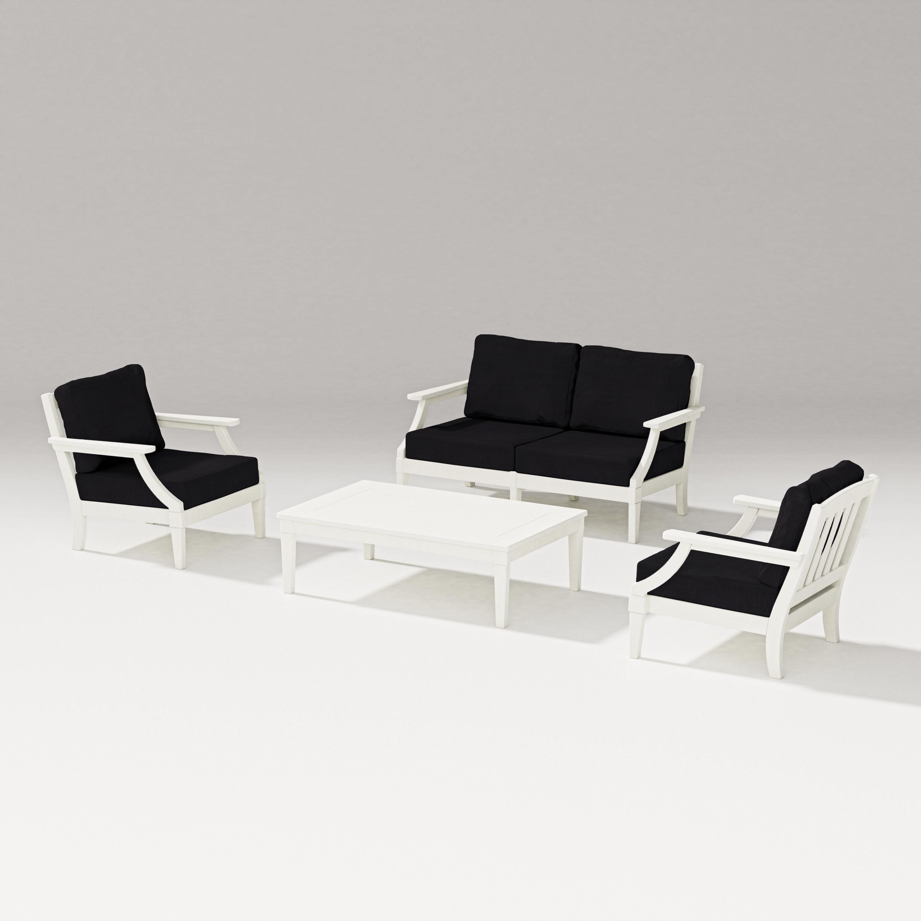 PW Designer Series Estate Lounge 4-Piece Loveseat Set in Vintage White / Midnight Linen