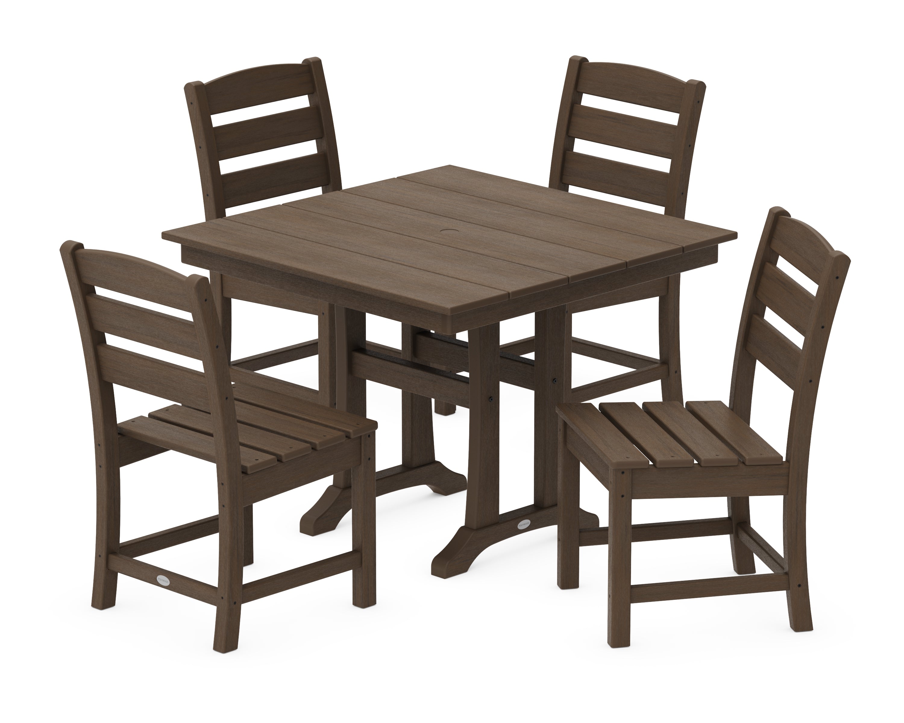 POLYWOOD Lakeside 5-Piece Farmhouse Trestle Side Chair Dining Set in Kona