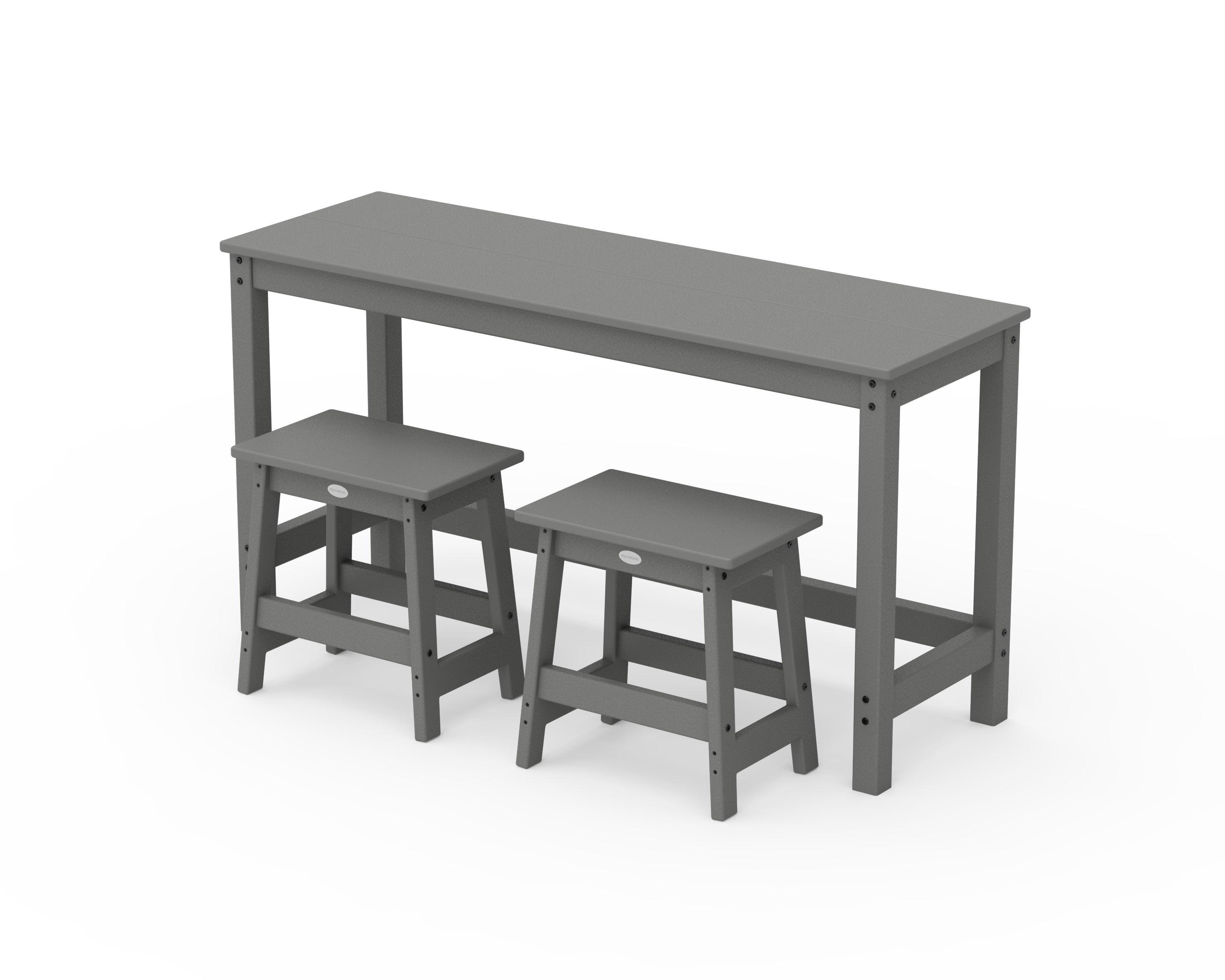 POLYWOOD Modern Studio Stool 3-Piece Balcony Set in Slate Grey
