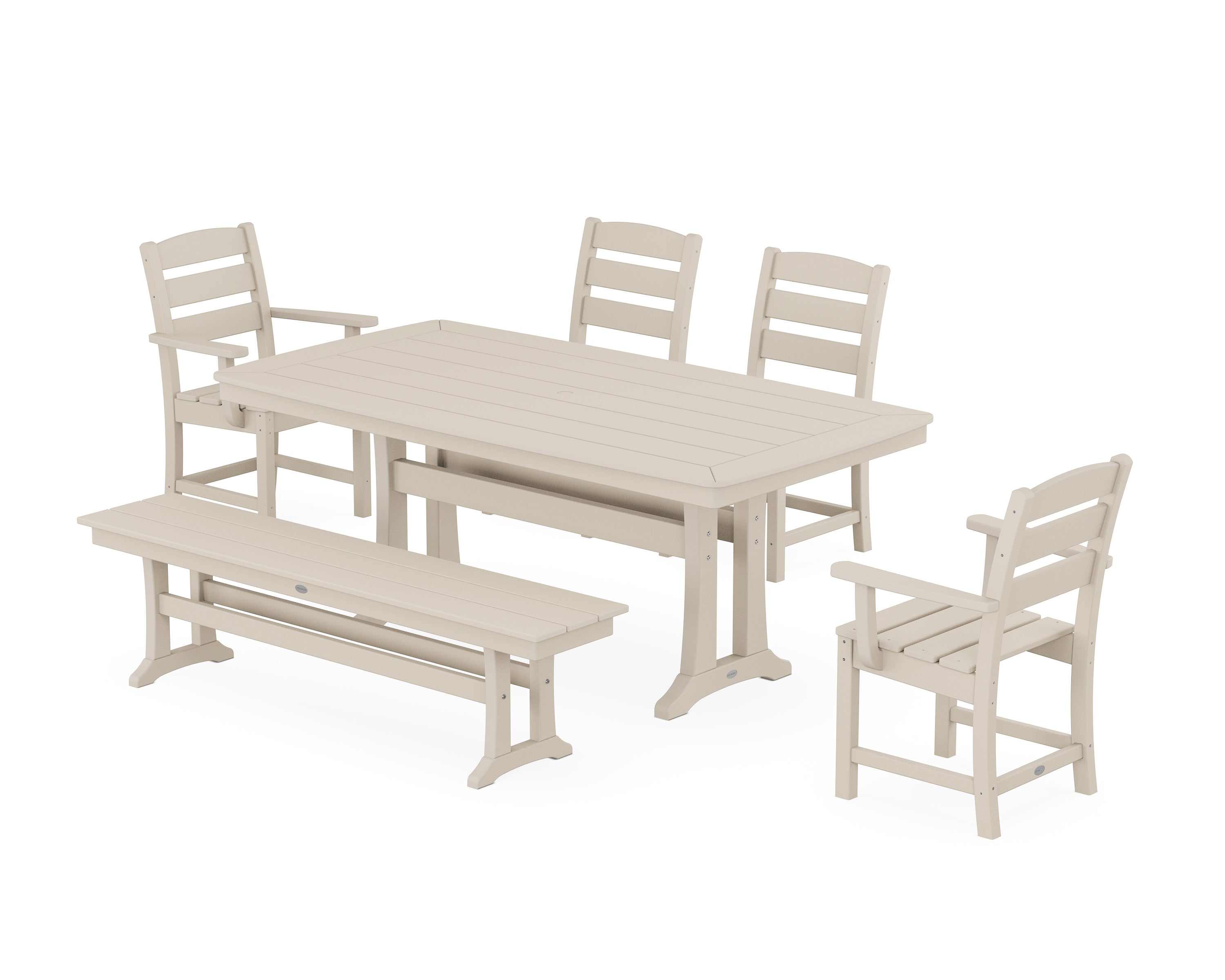 POLYWOOD Lakeside 6-Piece Dining Set with Trestle Legs in Sand